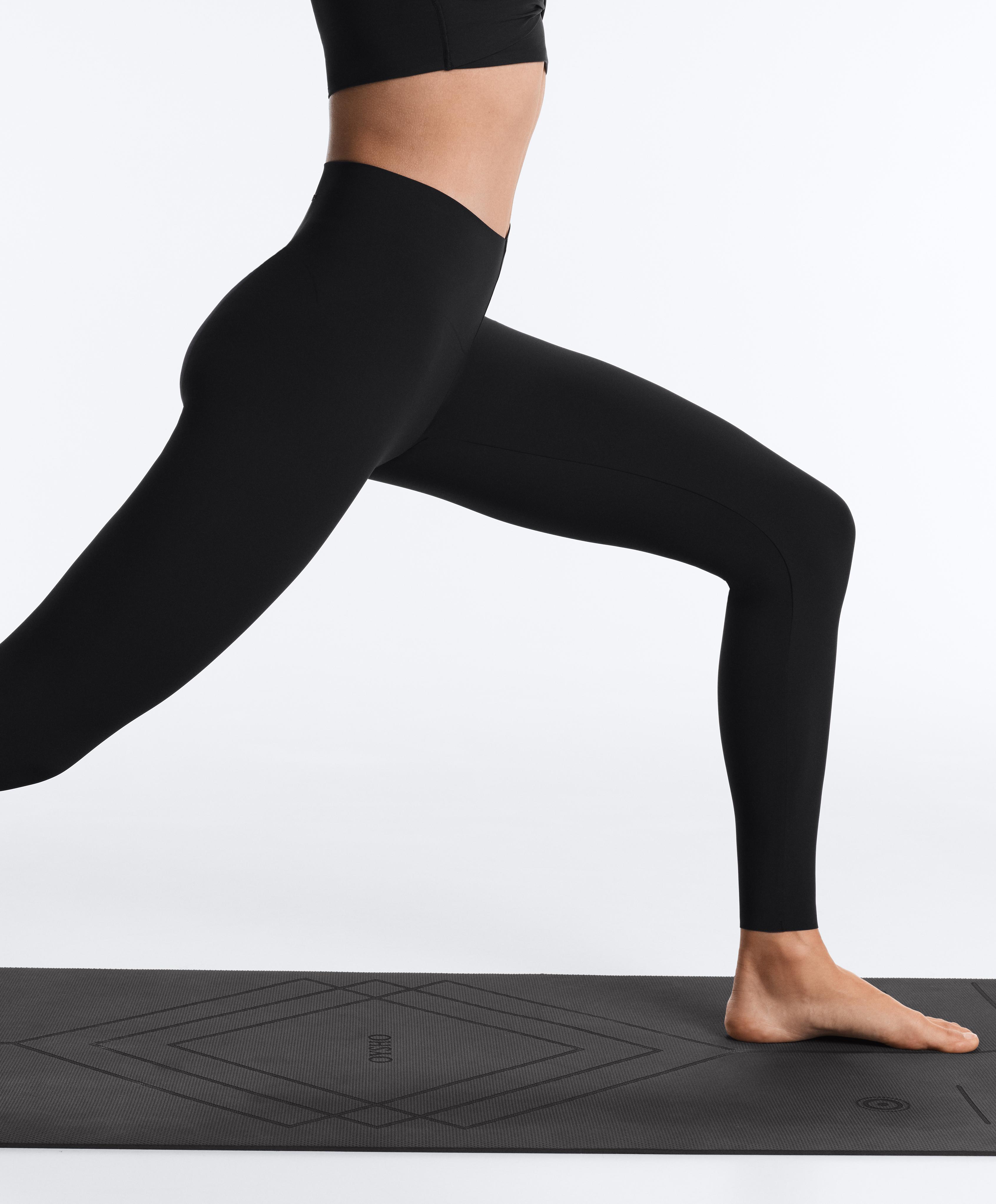 V-cut Light Touch 65cm high-rise ankle-length leggings — BLACK