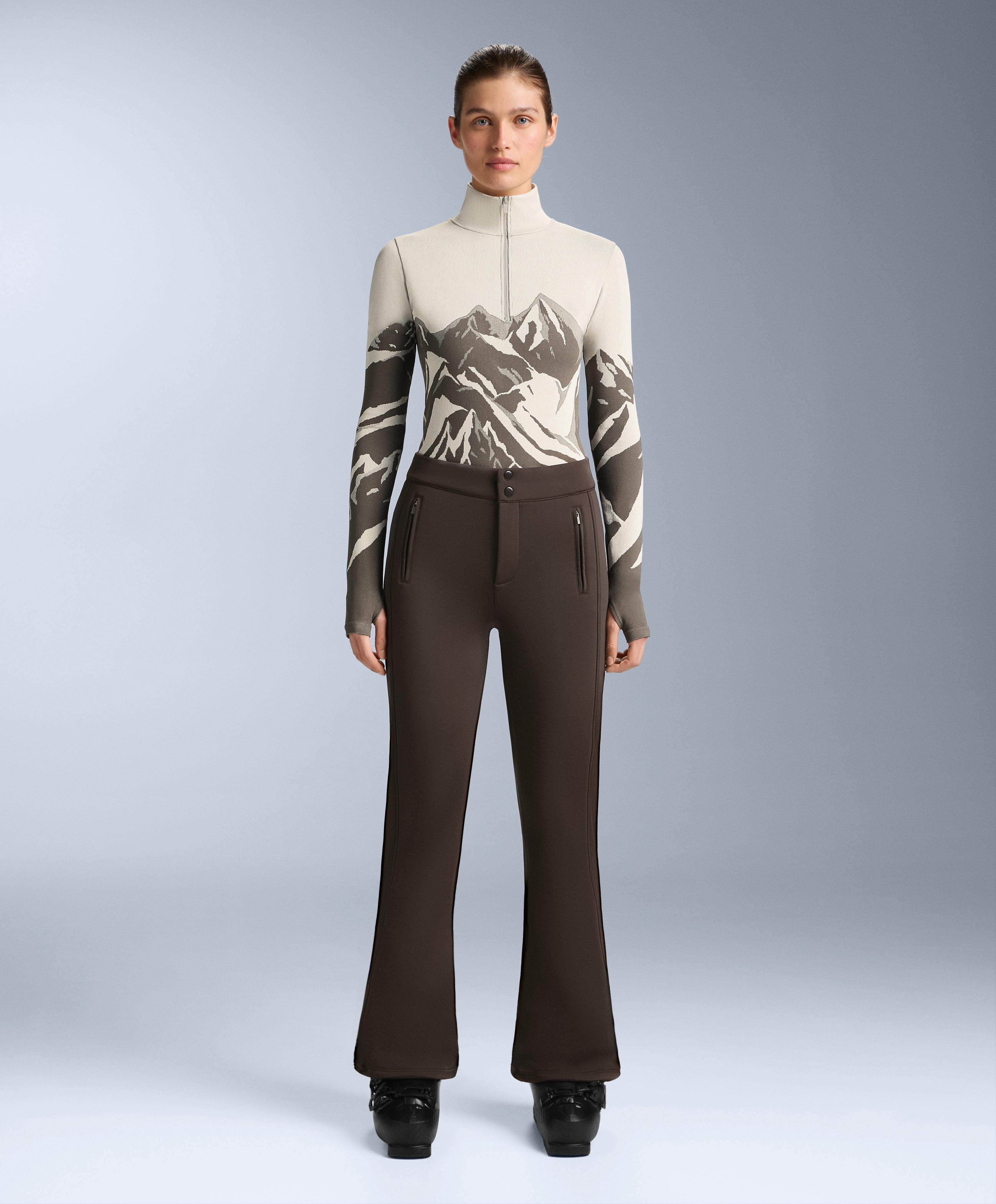 Seamless base layer thermal T-shirt with half zip and print