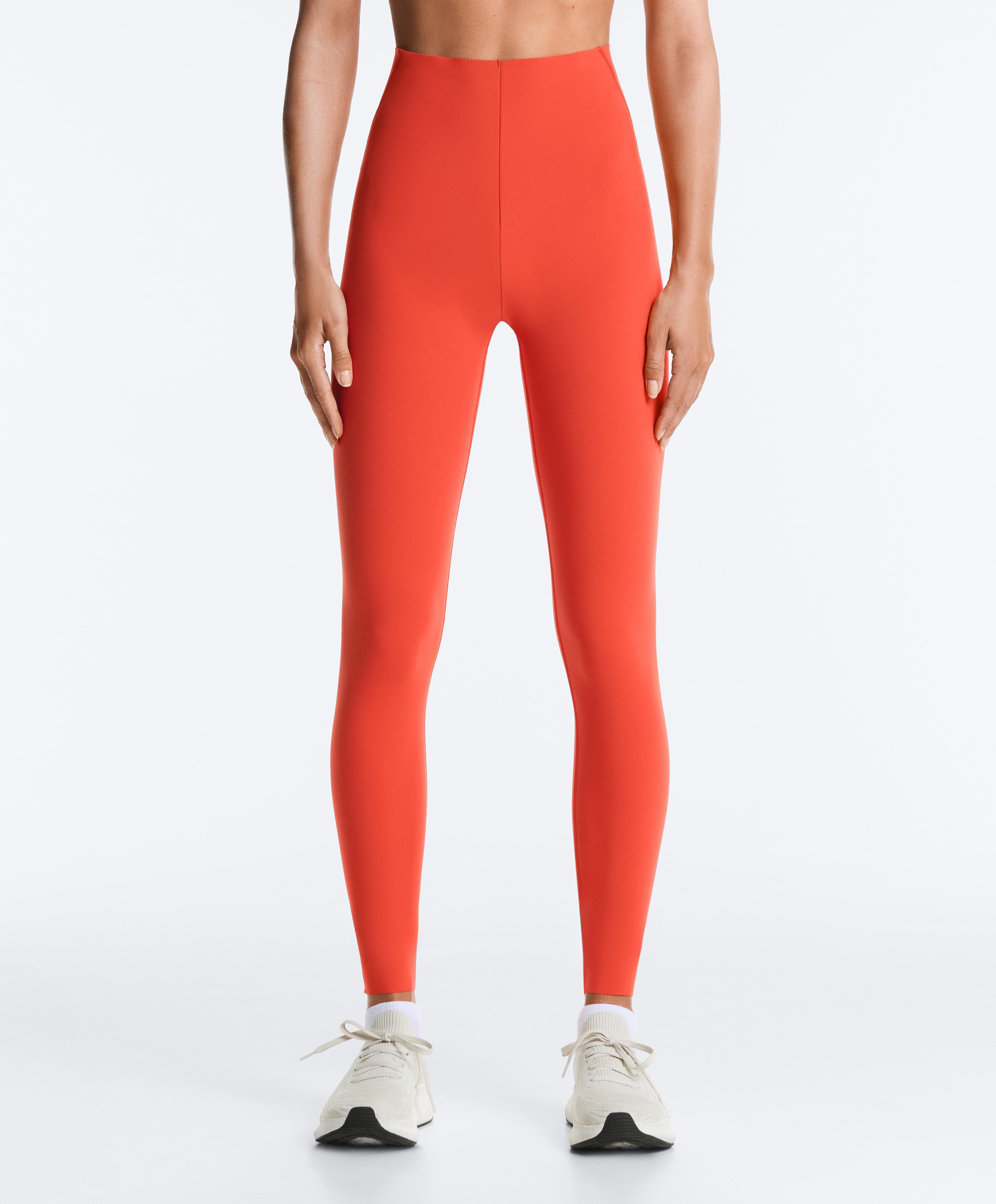 Compressive high-rise core-control ankle-length leggings — BRIGHT ORANGE