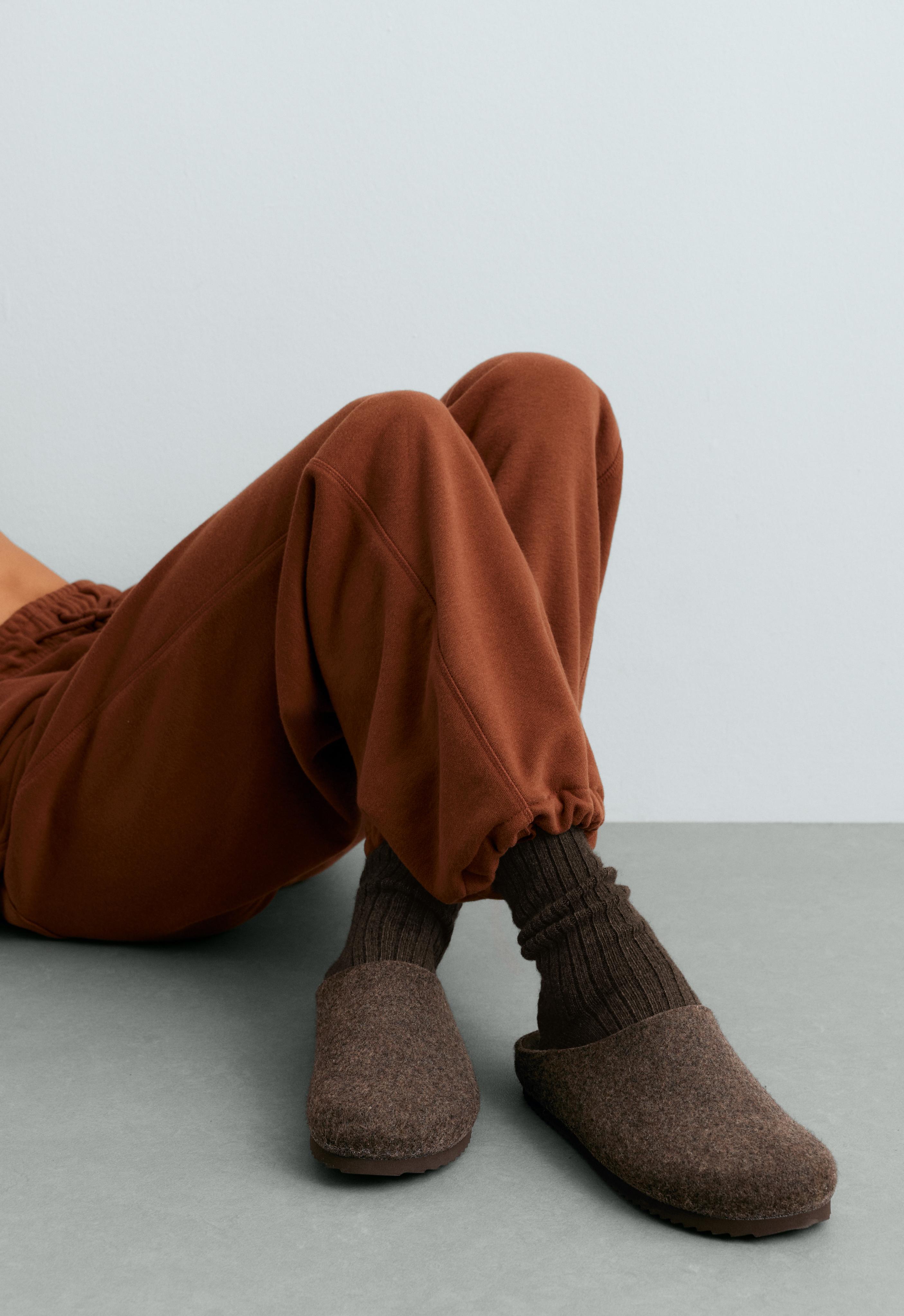 Felt Mule Clogs — BROWN