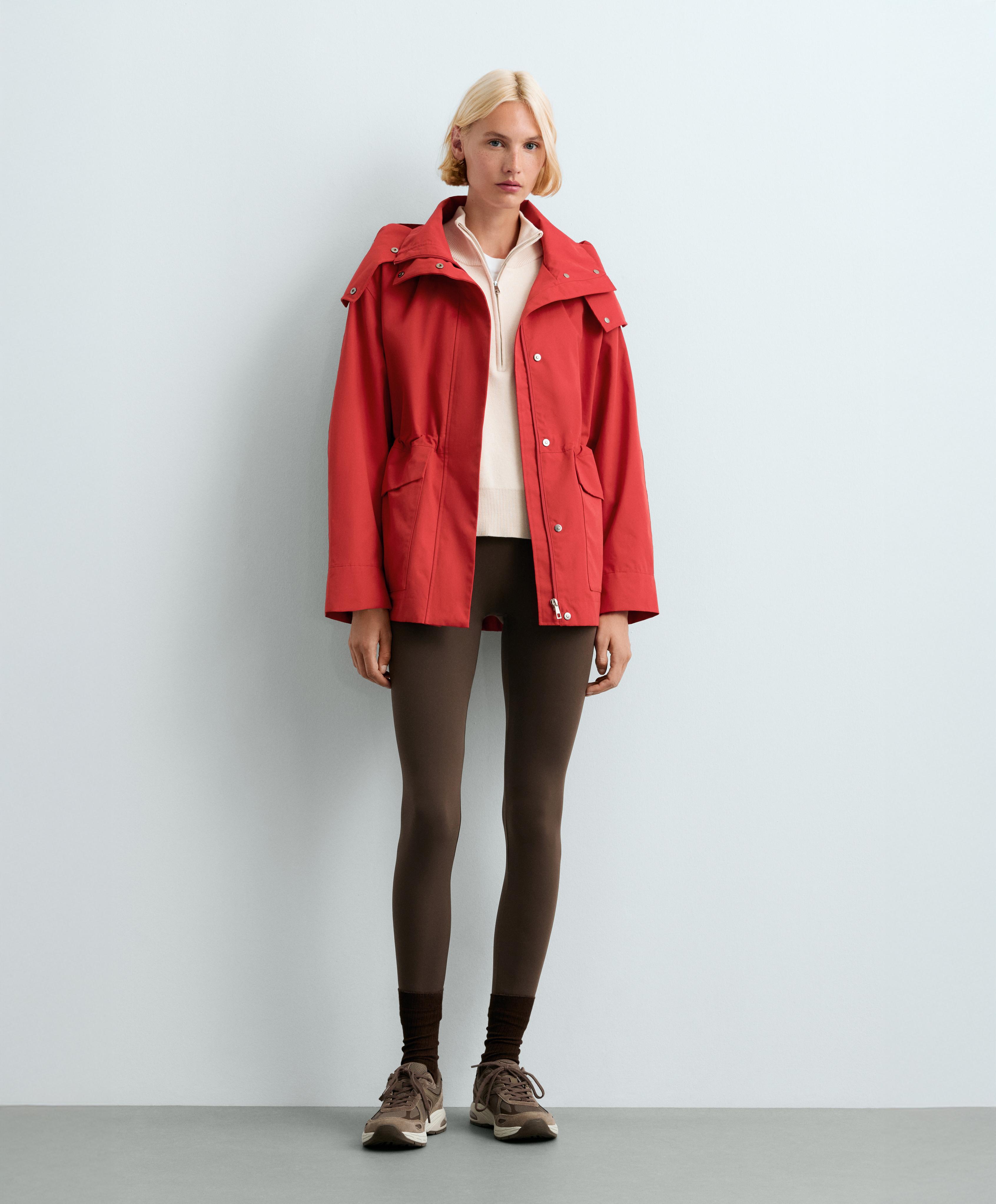 A-line 10k waterproof cotton jacket — GERANIUM RED