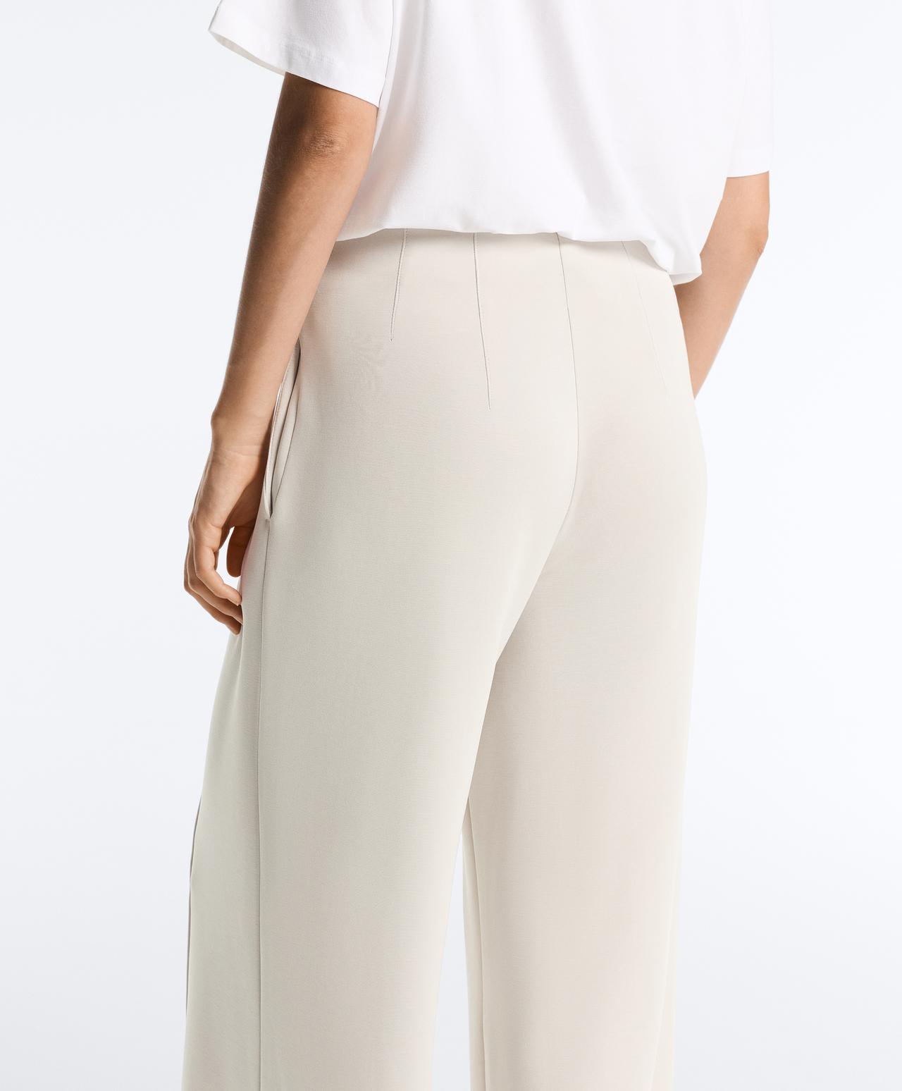 Straight-leg trousers with modal and crease — PALE MINK