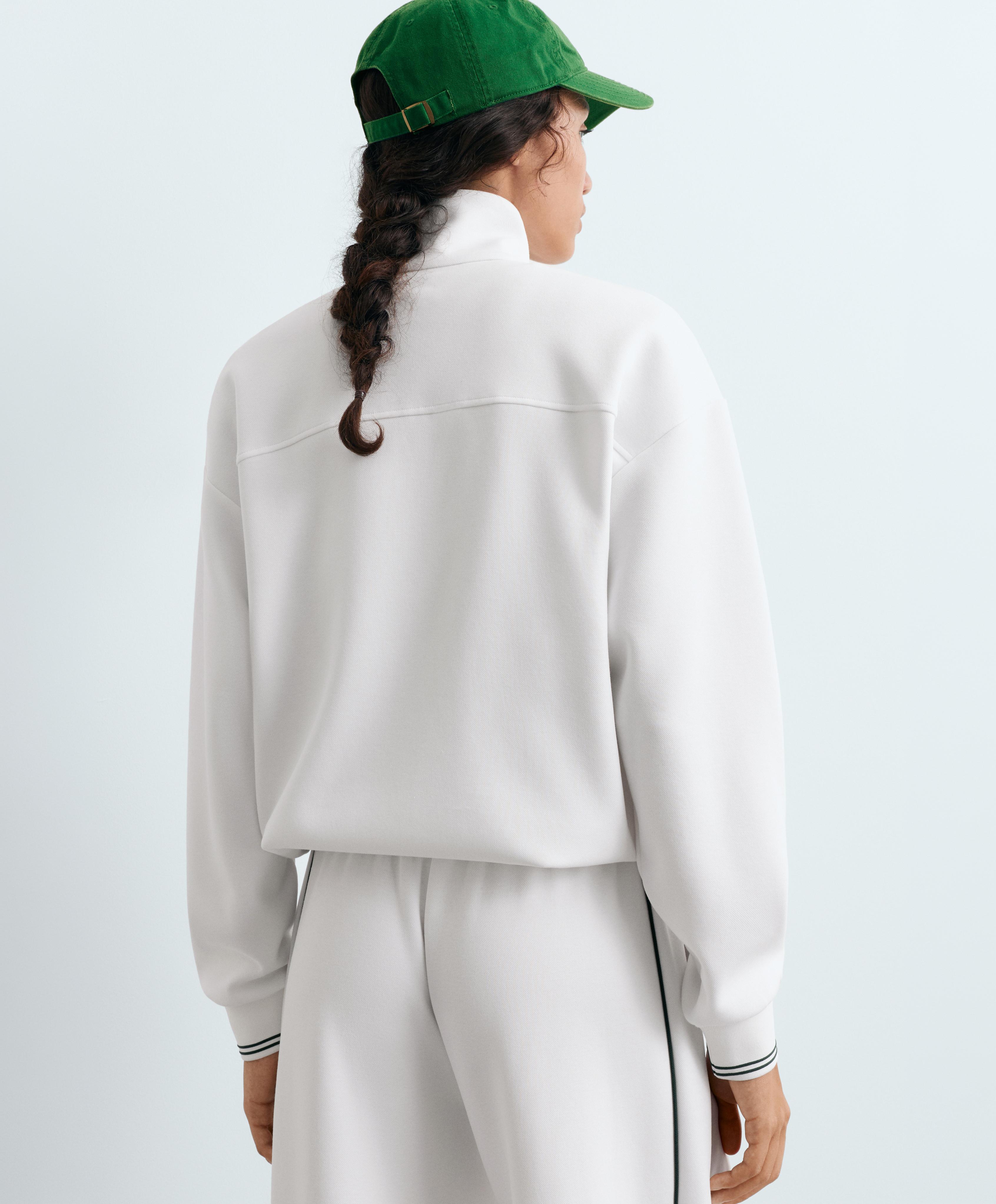 Cotton piqué jacket with piping — WHITE 