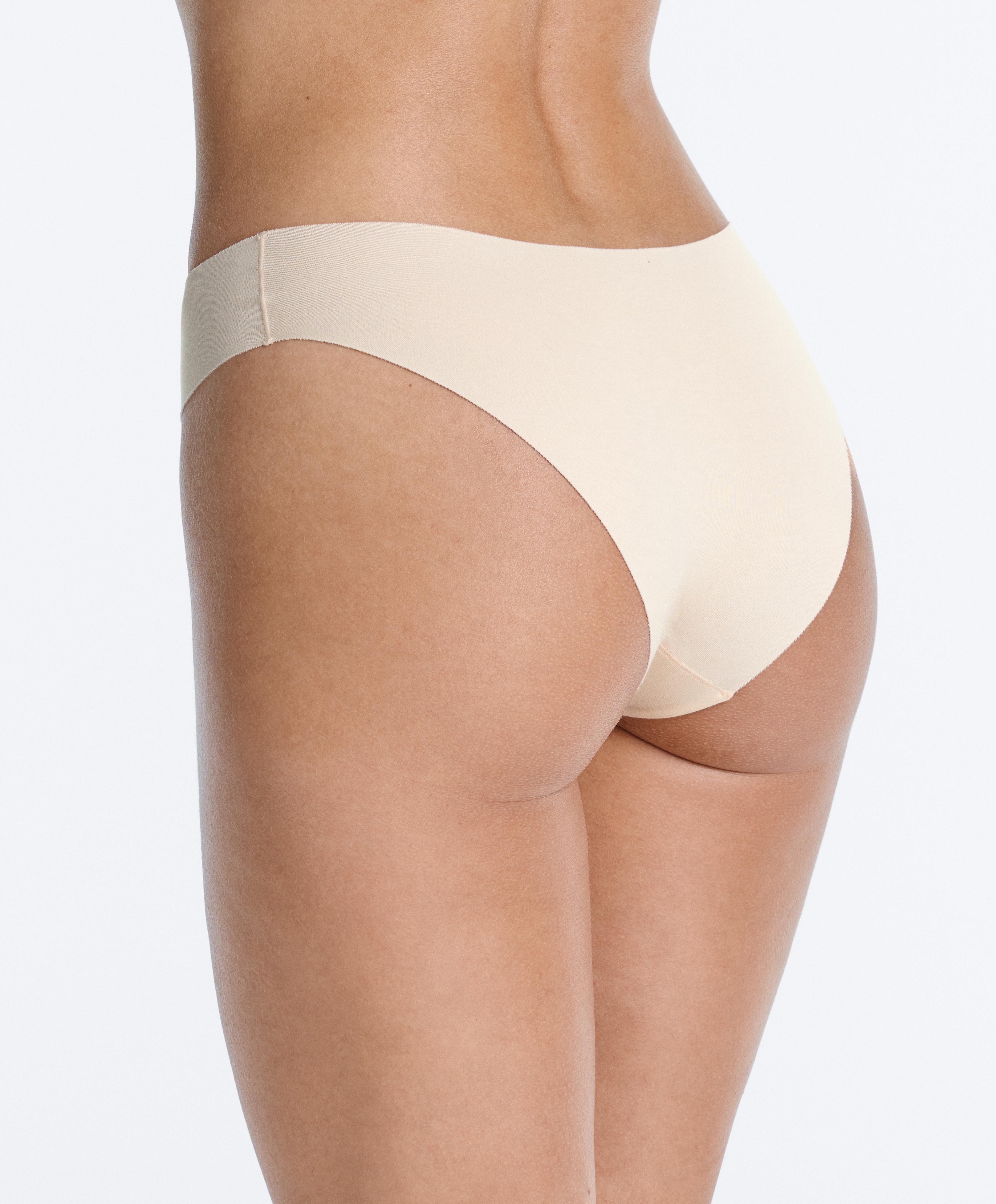 3 invisible laser cut cotton blend classic briefs — BEIGE