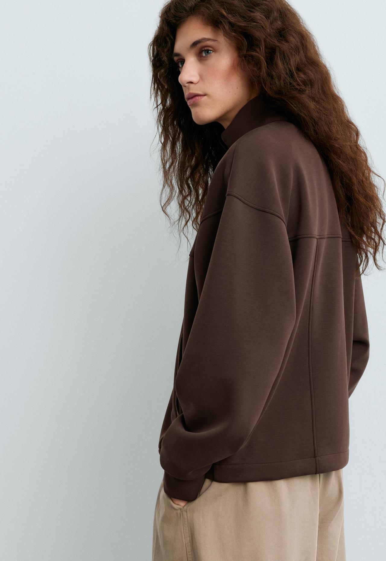 Cropped jacket with modal — DARK REDDISH‑BROWN