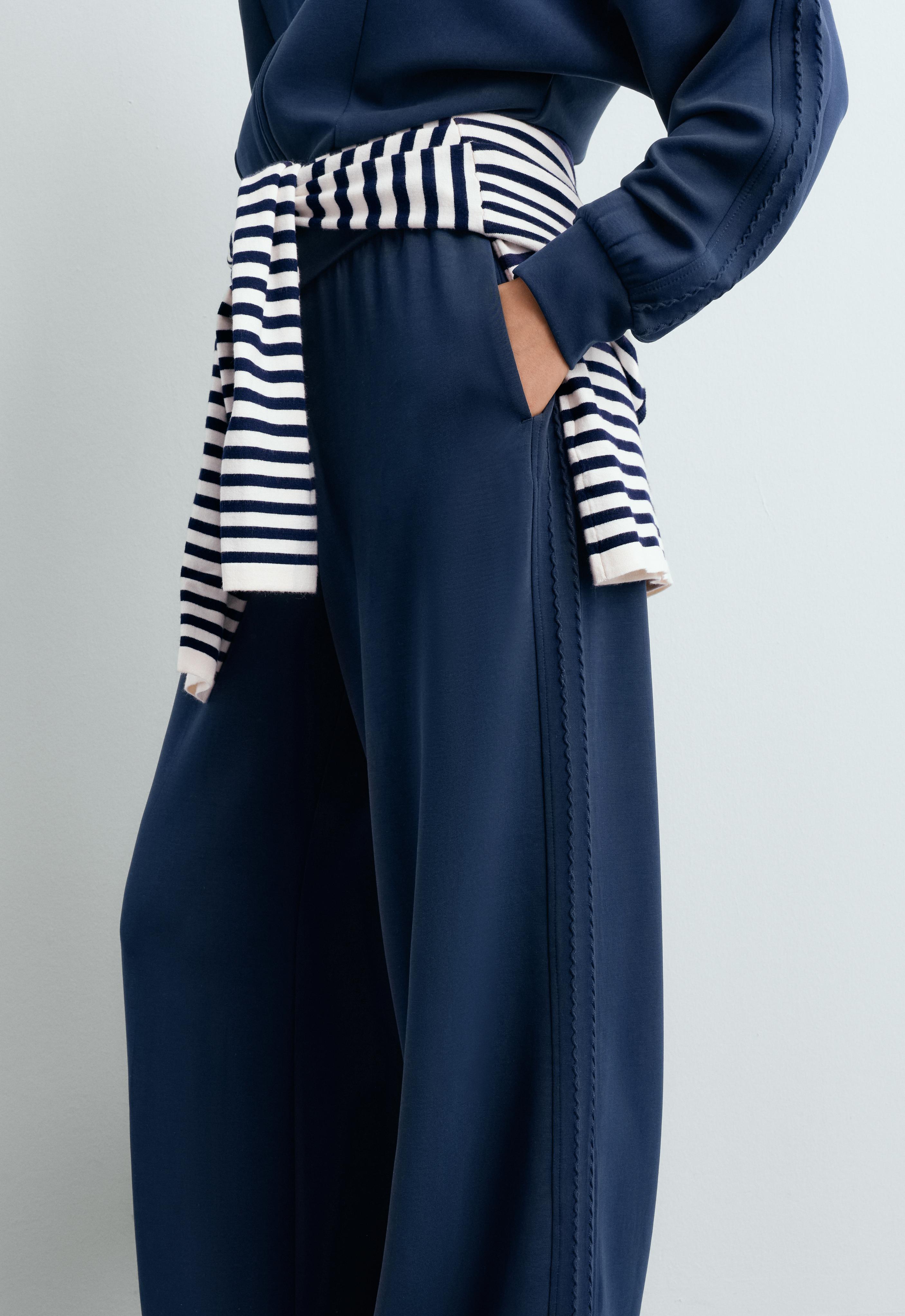 Straight-leg trousers with soft-touch modal — NAVY BLUE