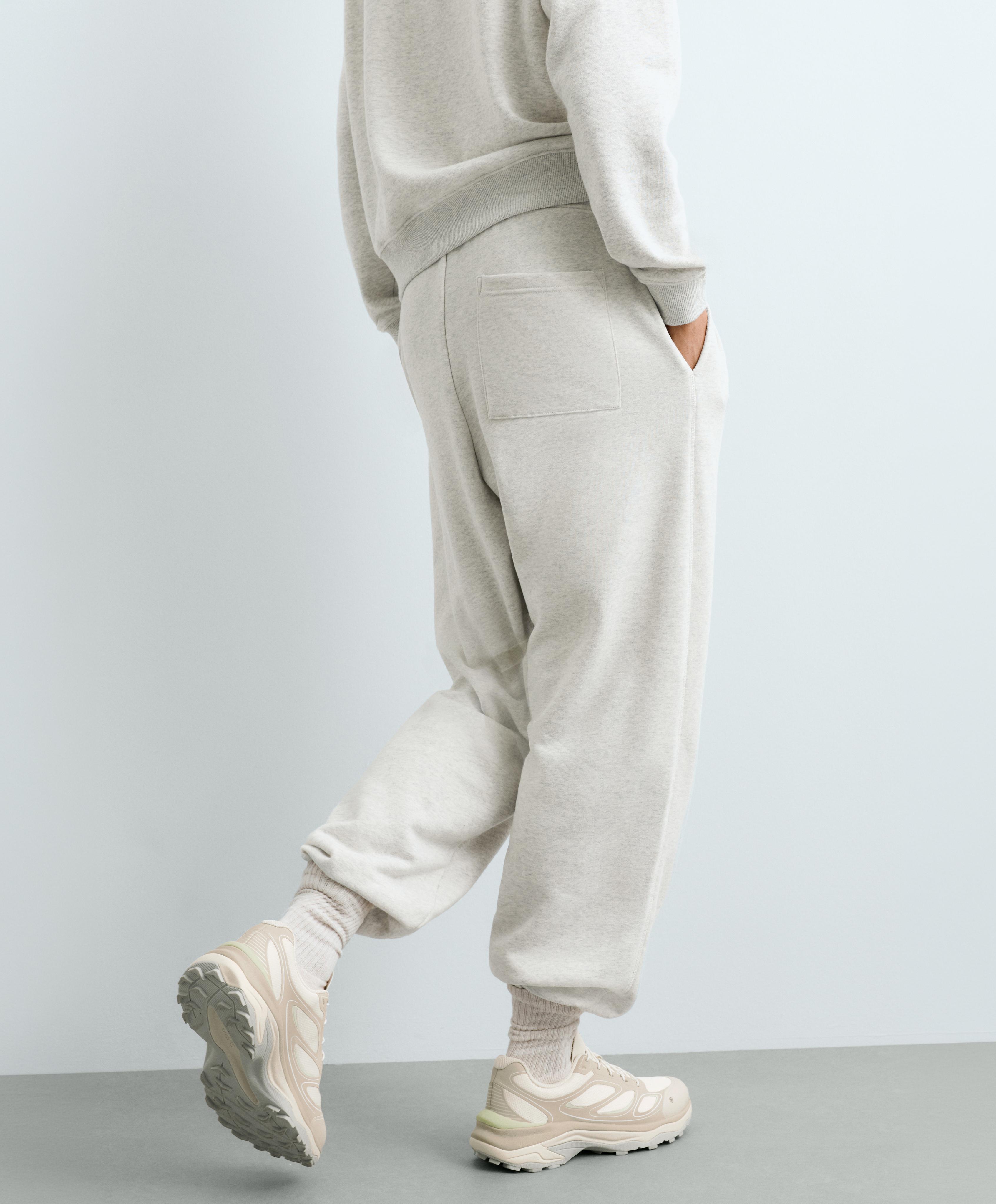 Cotton blend fleece joggers — PALE GREY MELANGE