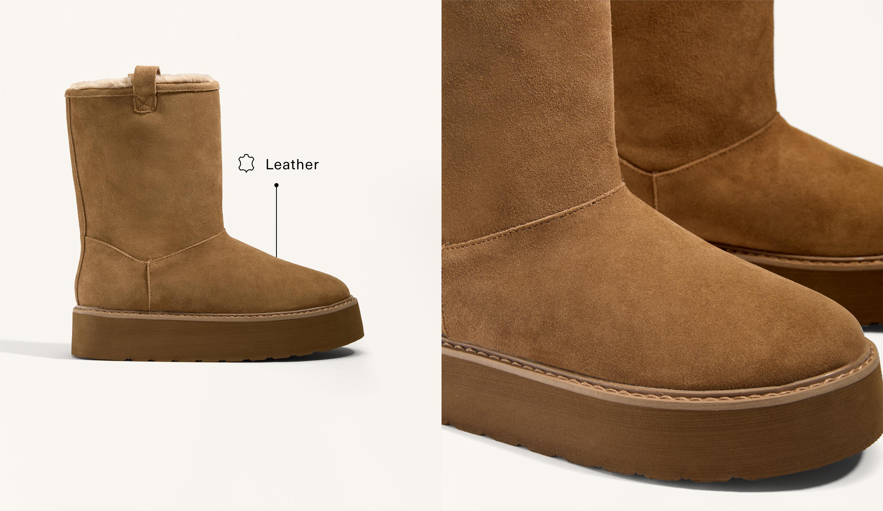 Split-leather platform boots Split-leather platform boots