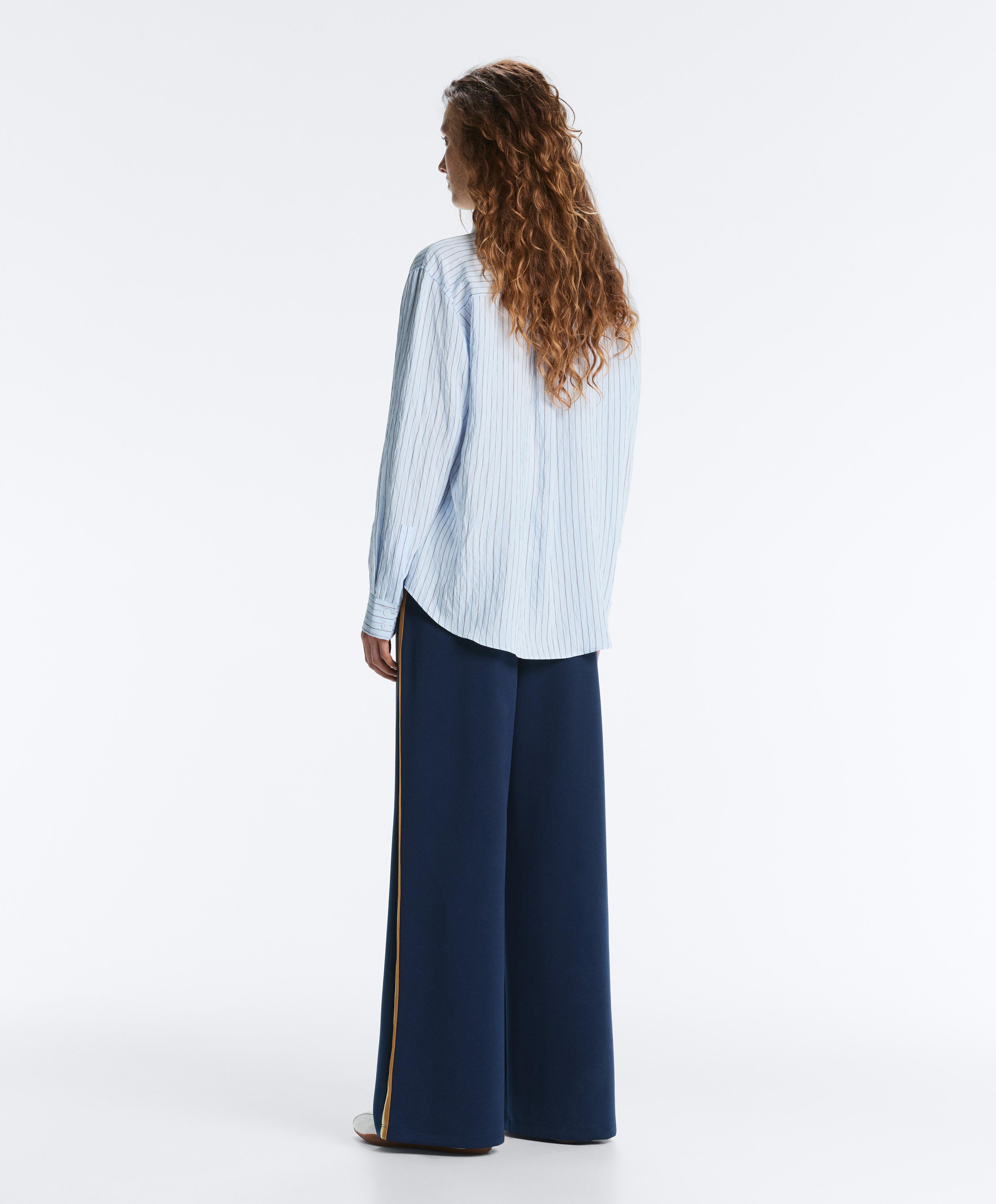 Twill straight-leg trousers with side tape — NAVY BLUE