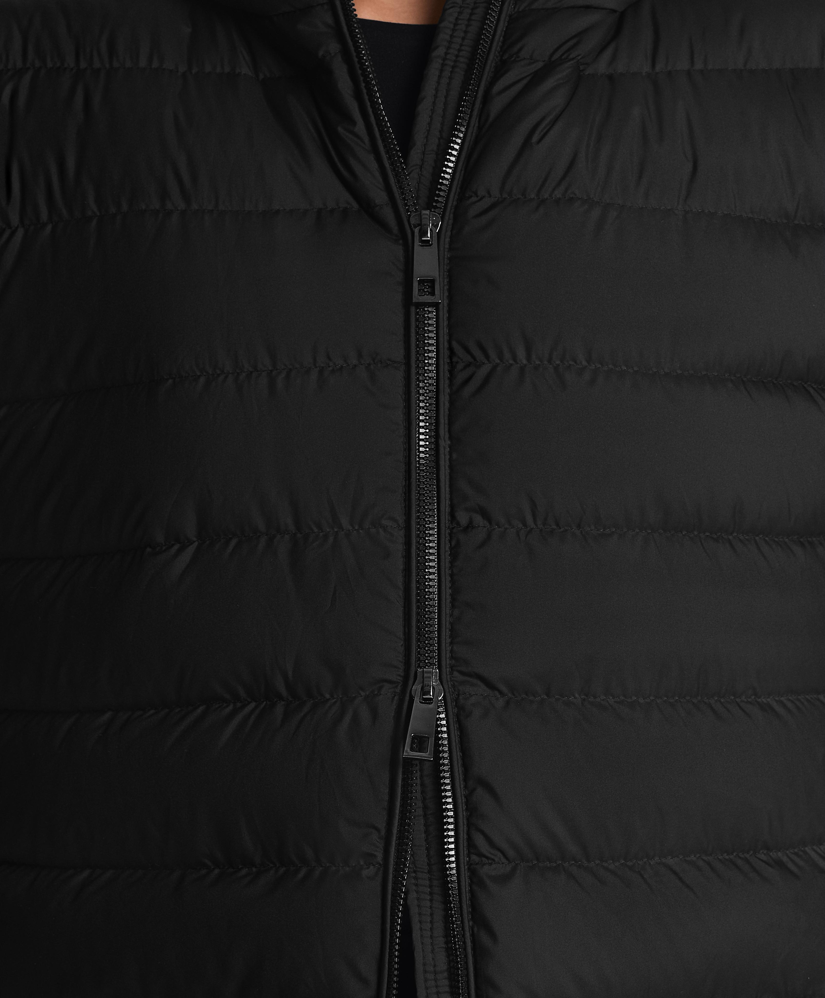 Packable 100% down short puffer jacket — BLACK