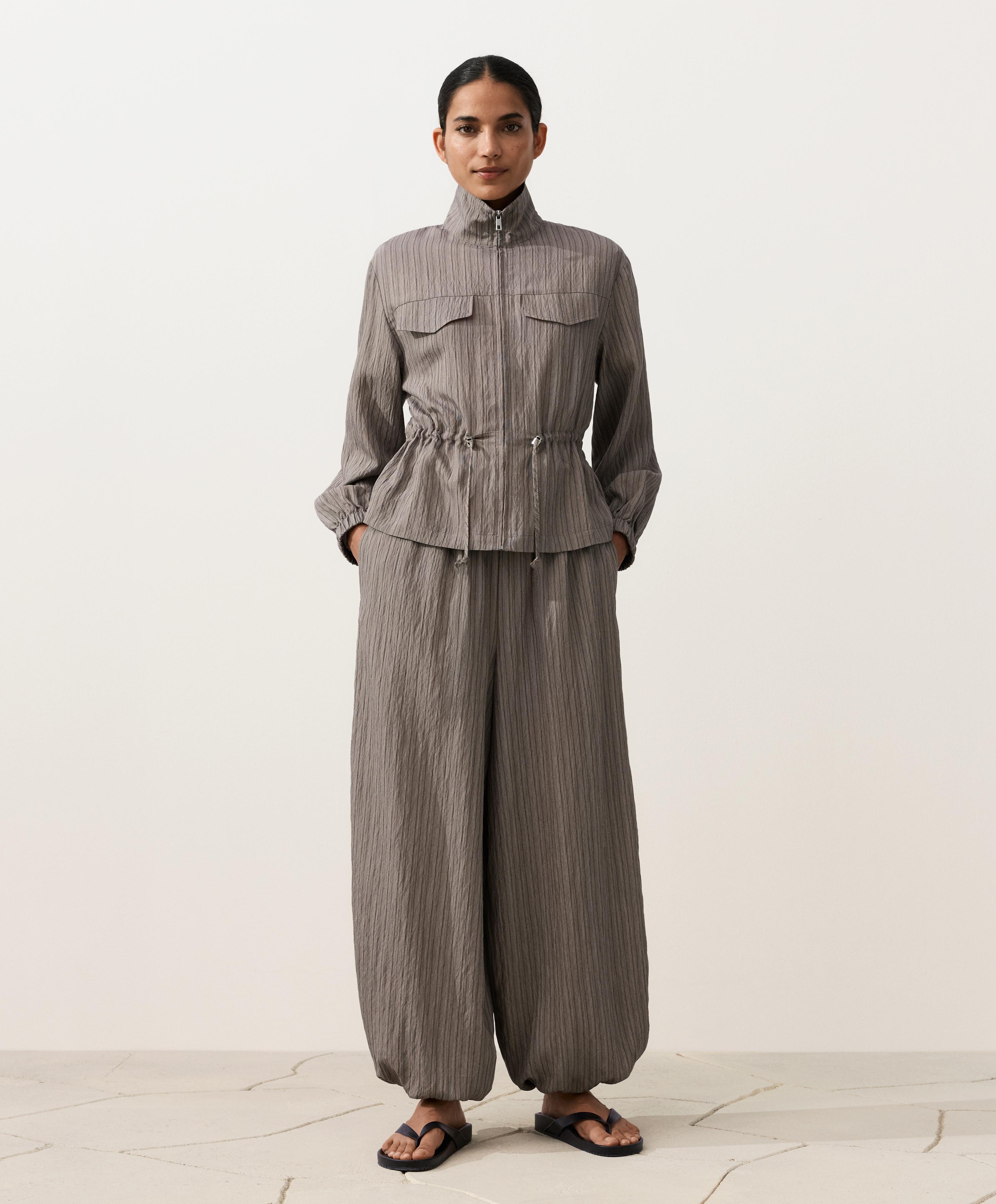 Striped Saharan jacket — CHARCOAL GREY