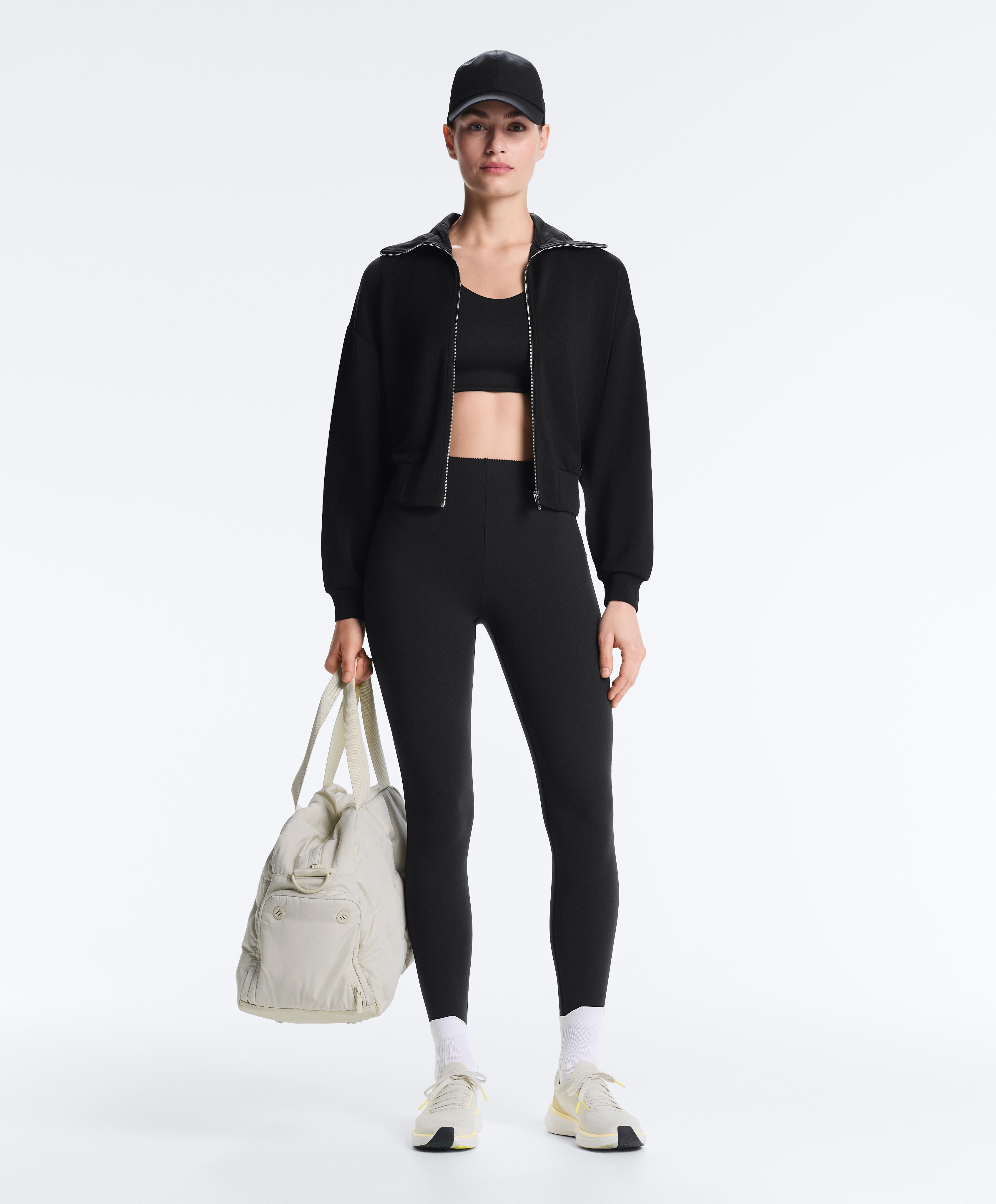 Compressive high-rise core-control ankle-length leggings — BLACK