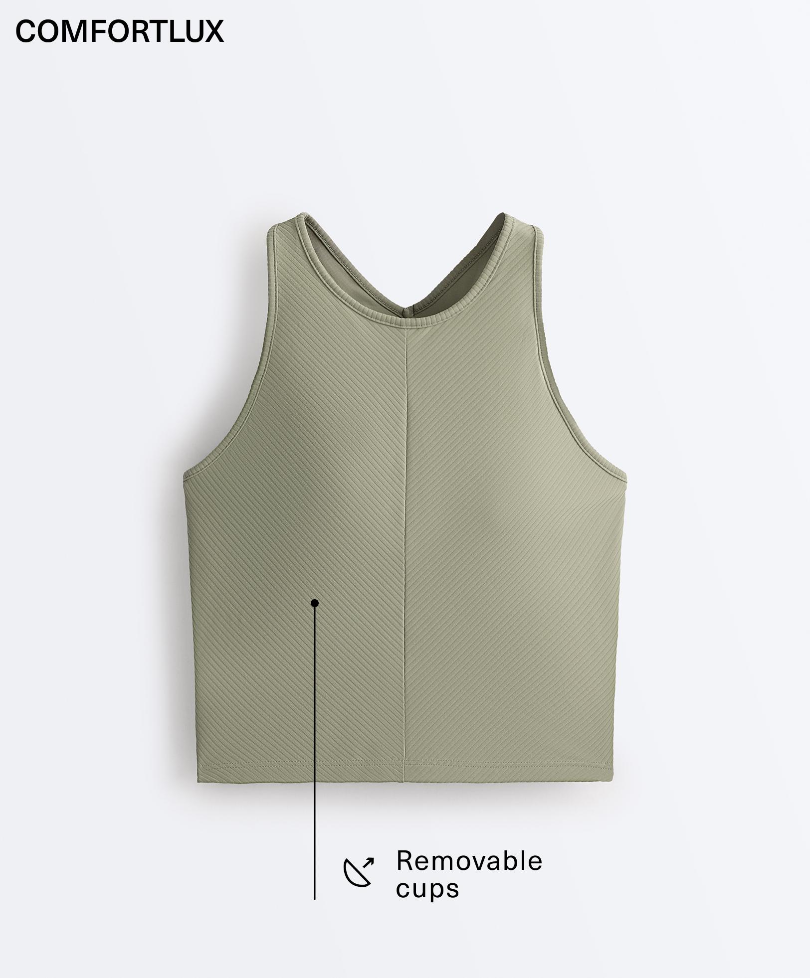 Rib Comfortlux halter tank top — PALE GREEN