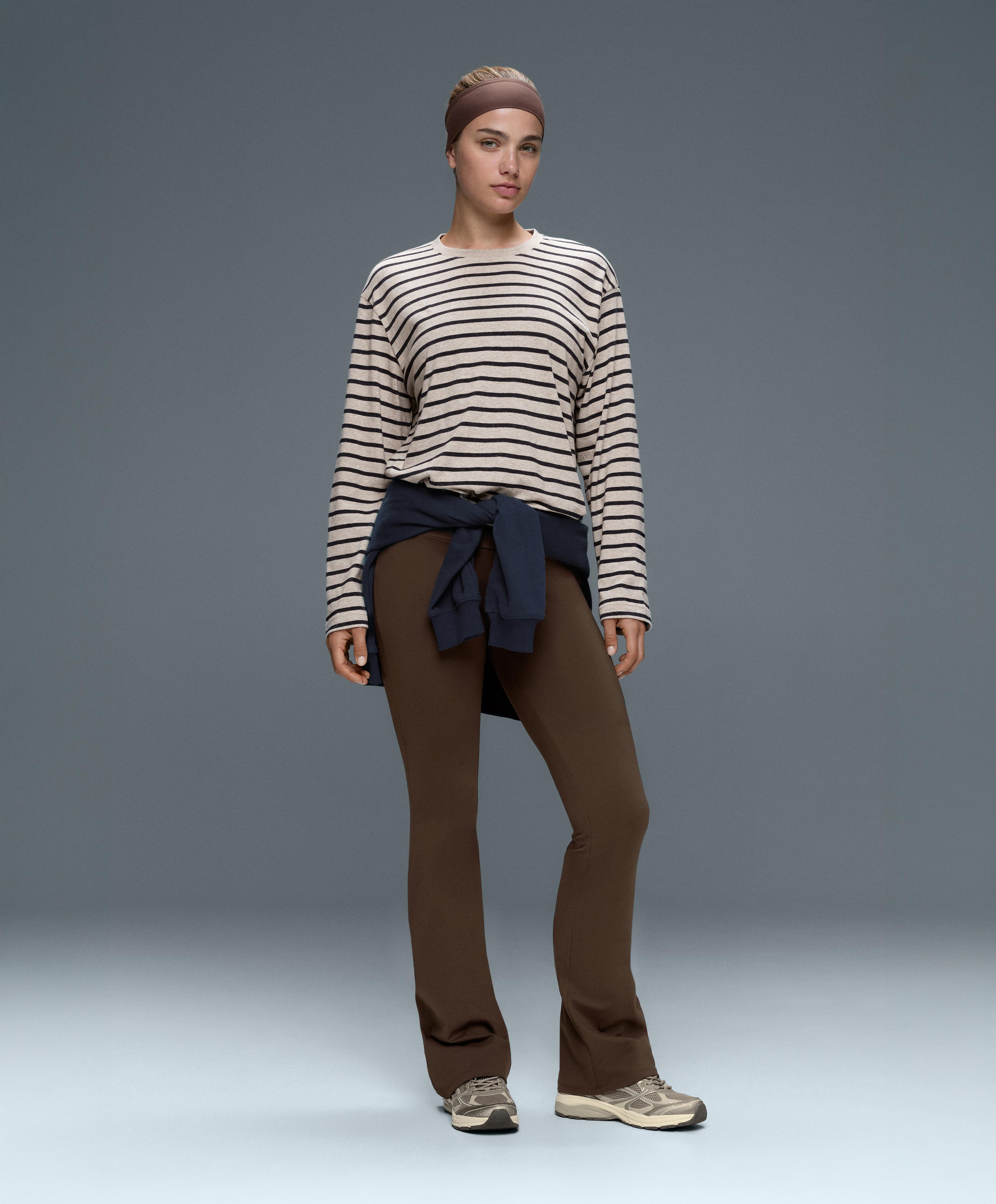 High-rise Comfortlux flare trousers — DARK BROWN