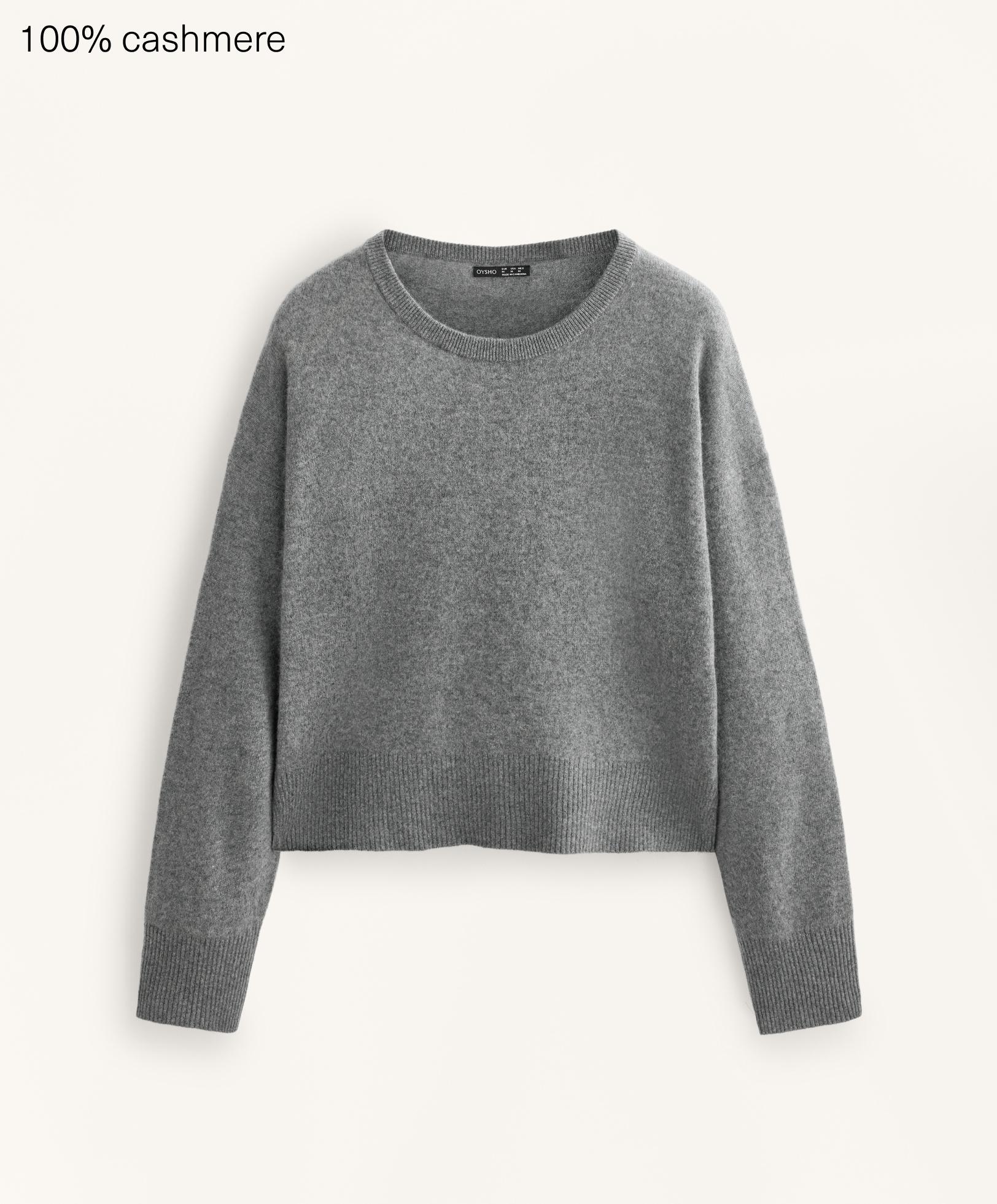 Џемпер со кружен изрез од 100% кашмир