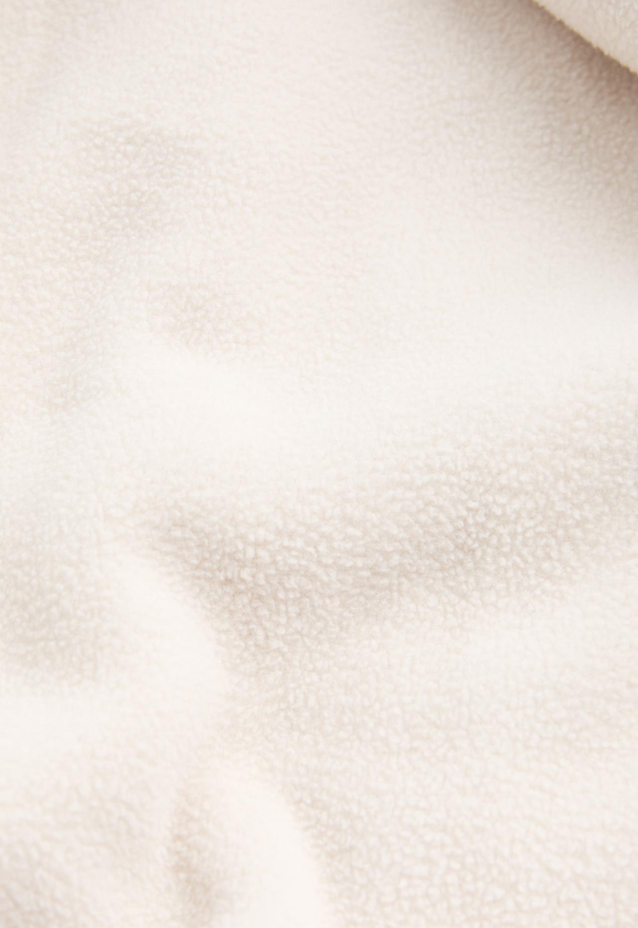 High-neck faux-shearling jacket with contrast stitching — ECRU