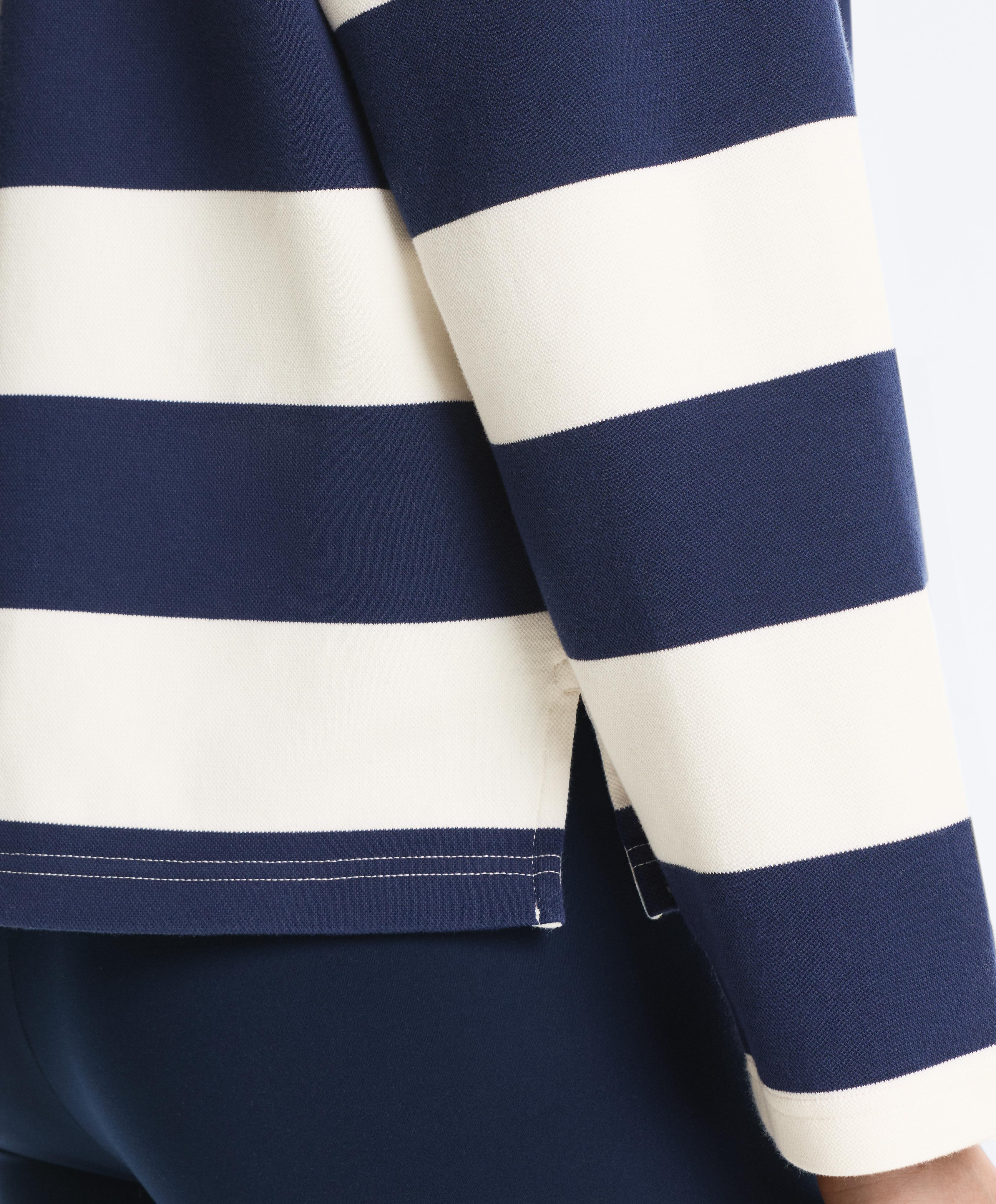 Jacquard cotton piqué polo shirt — NAVY BLUE