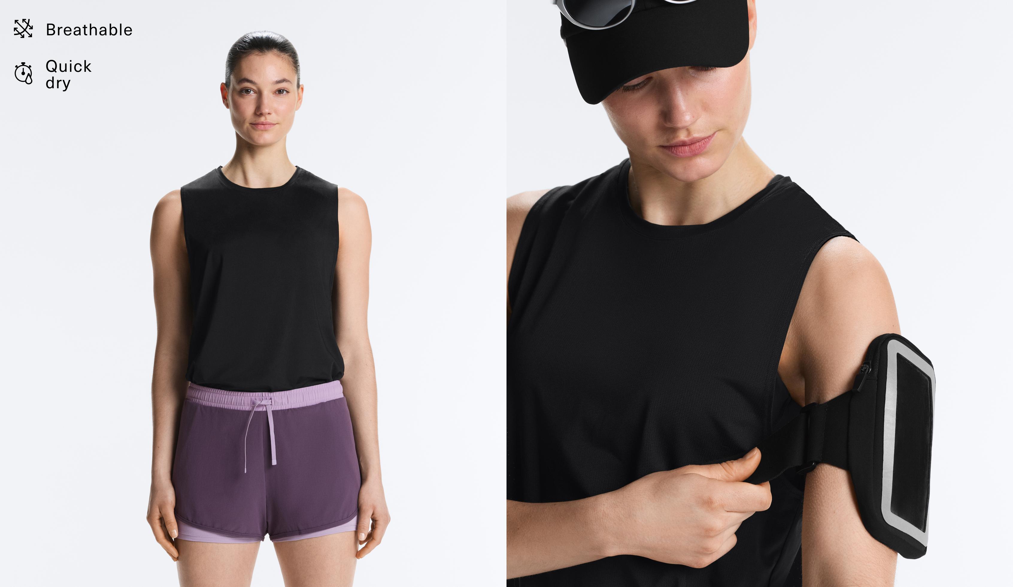 Technical sleeveless T-shirt — BLACK