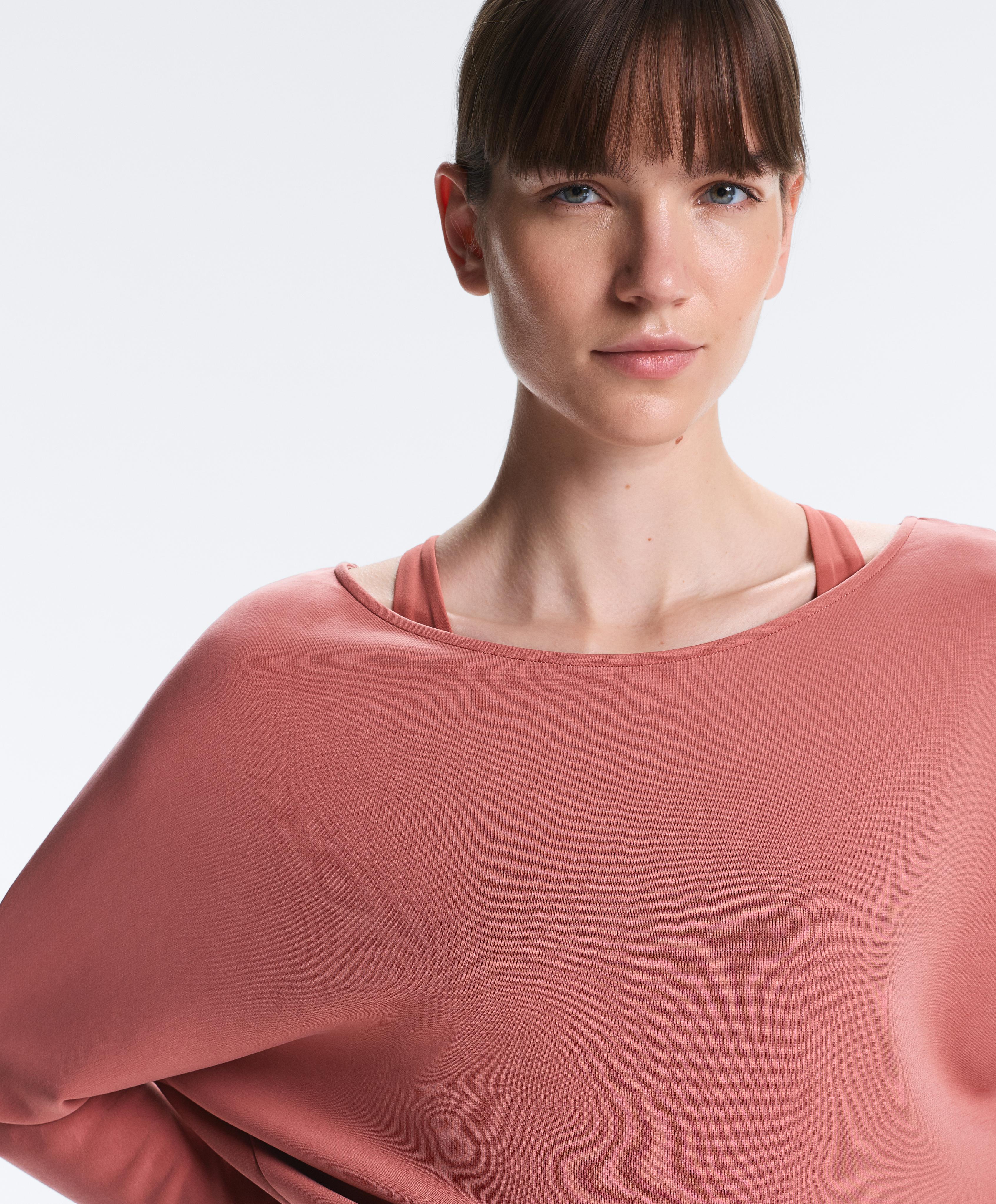 Soft-touch modal boat neck sweatshirt — ROSETTE BLUSH