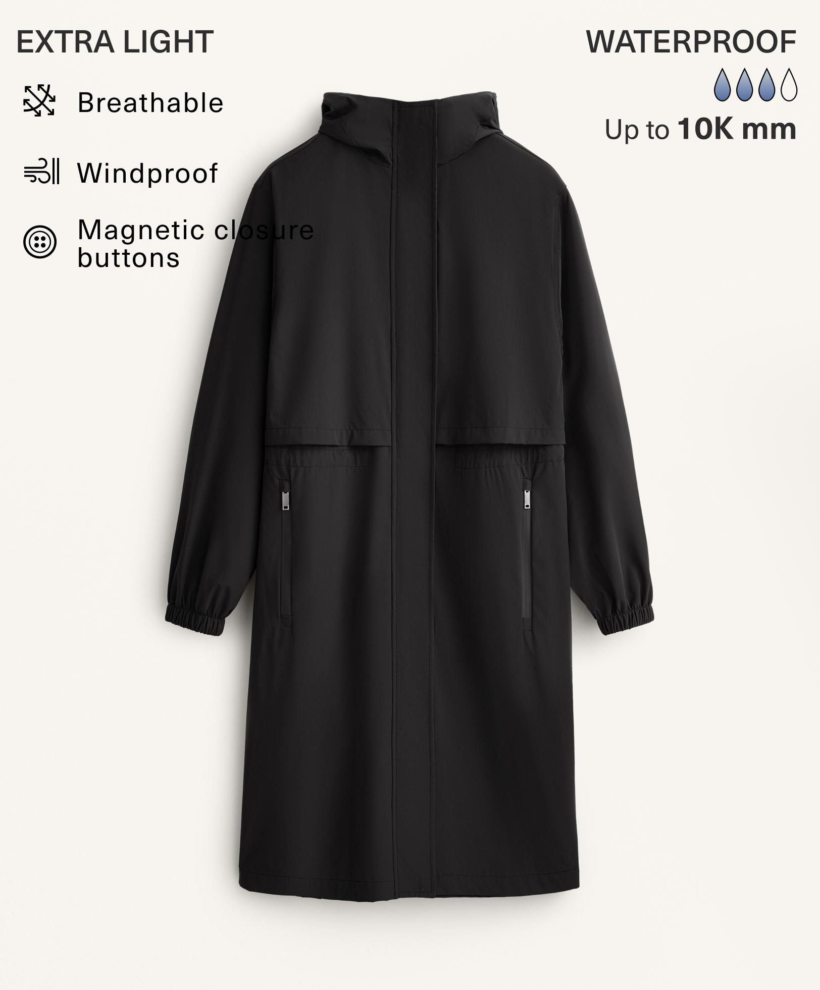 Chamarra larga extra ligera impermeable 10k