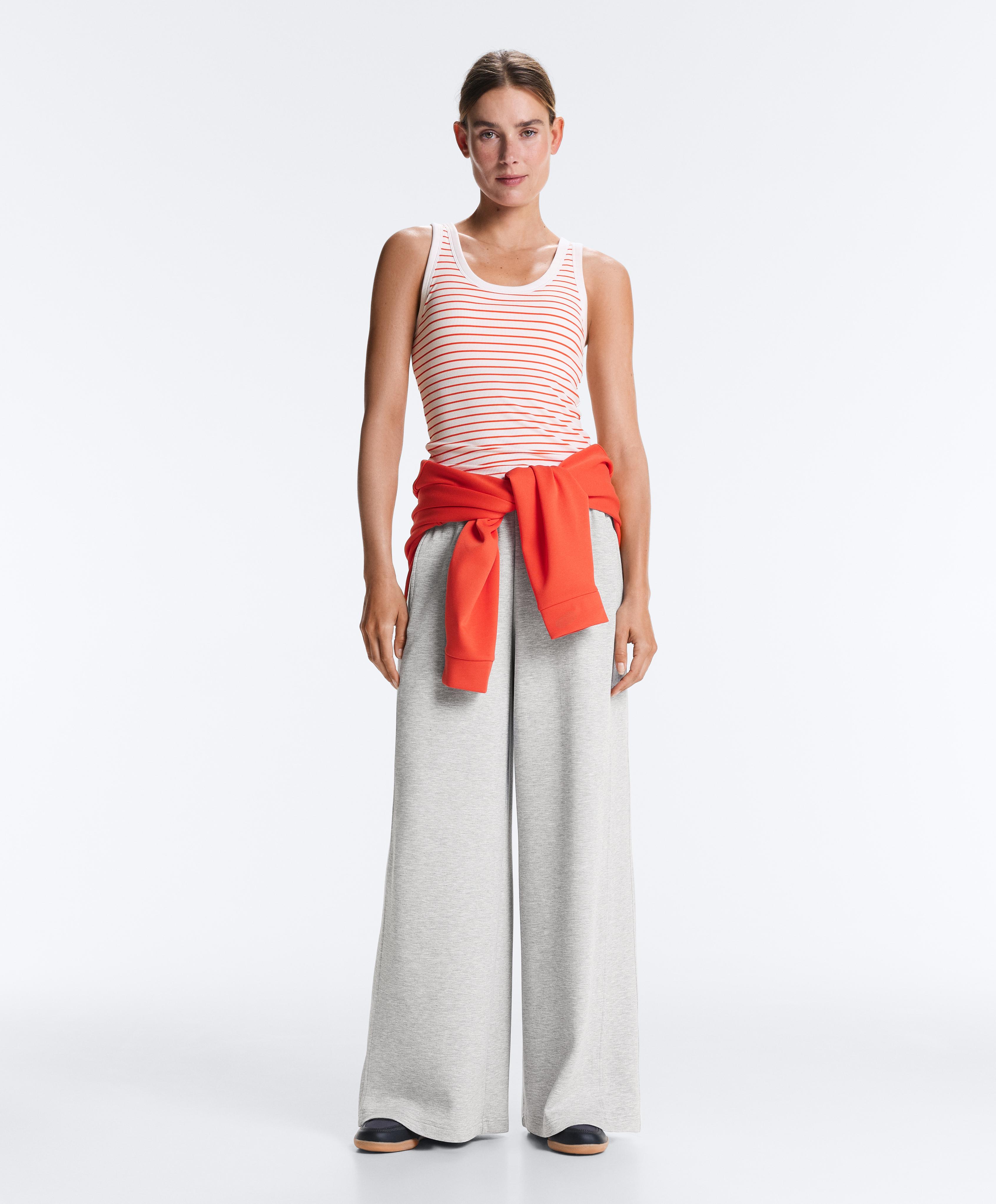 Long modal rib stripe tank top — BRIGHT ORANGE