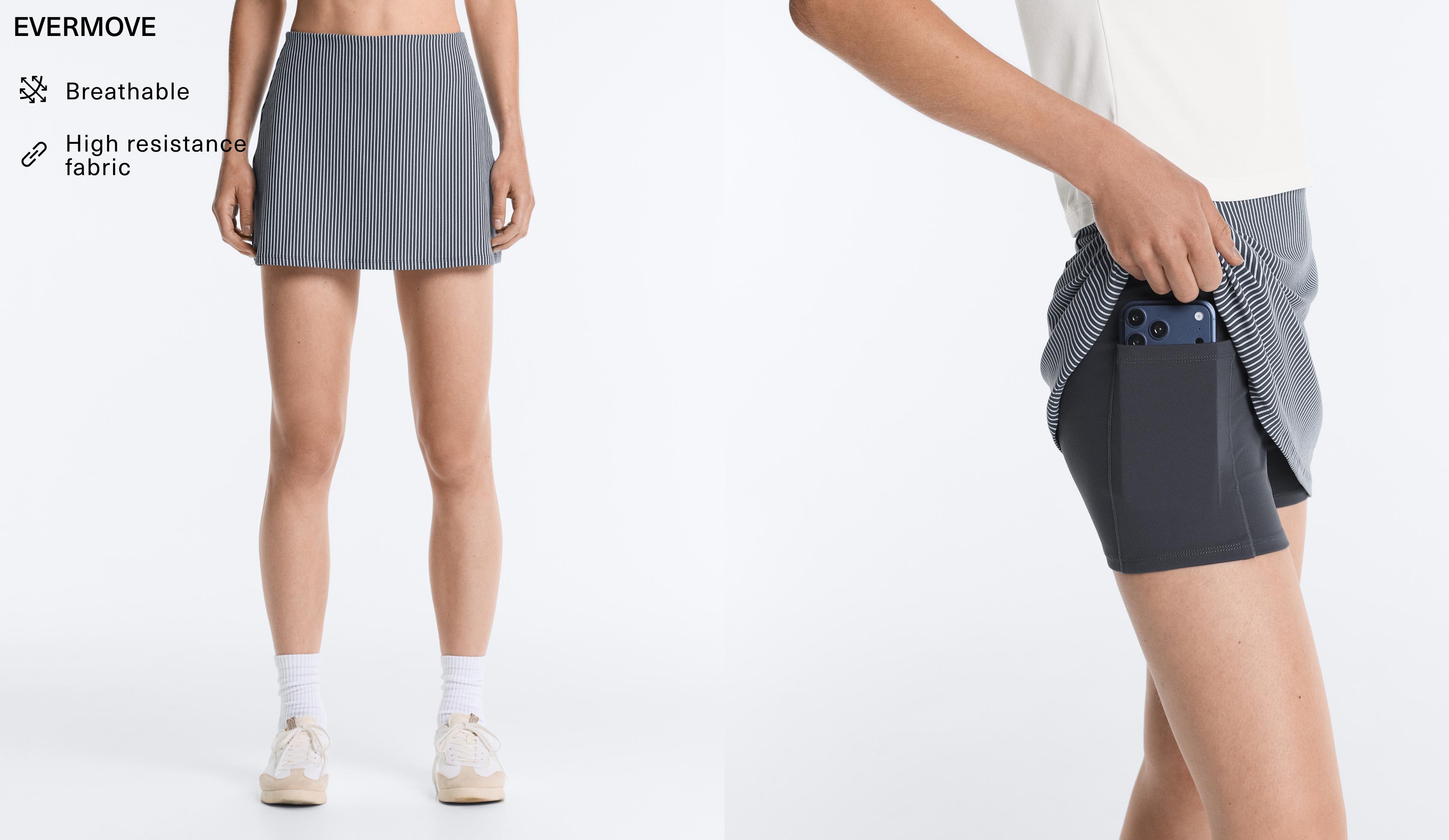 Evermove high rise striped short skirt — STEEL GREY
