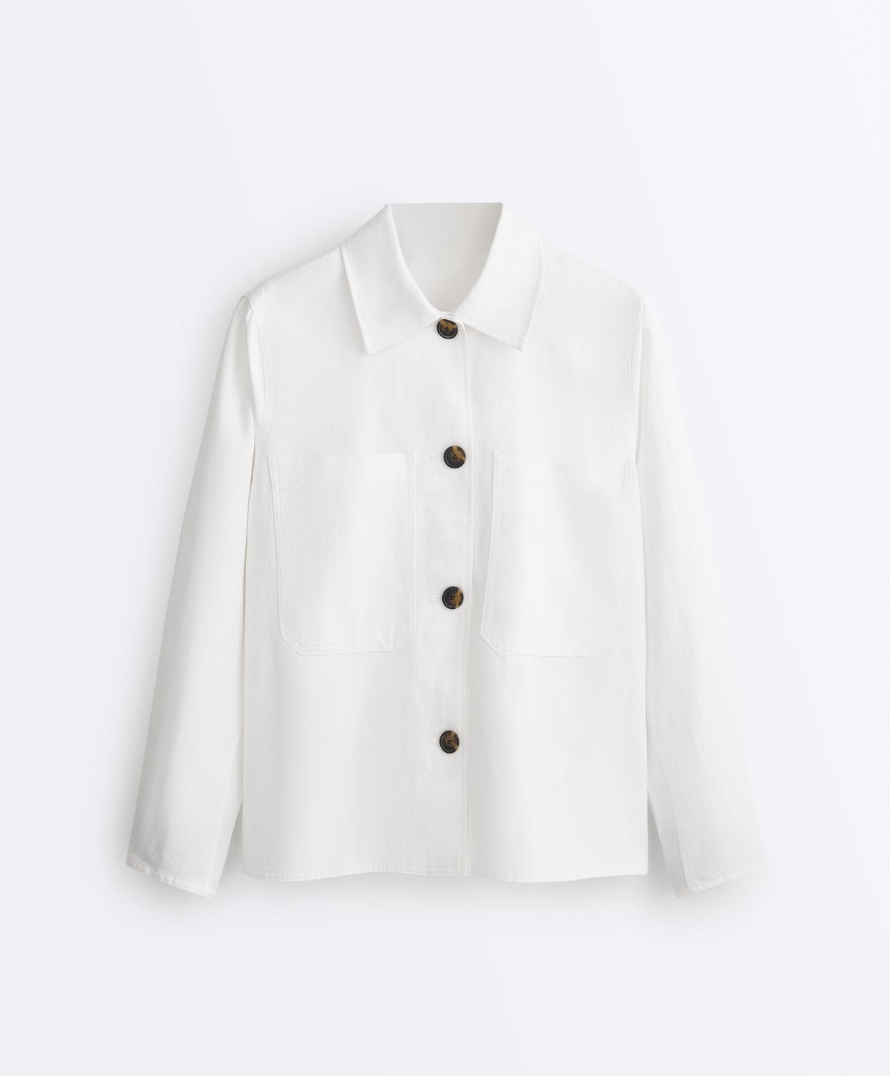 Cotton blend pocket jacket — WHITE