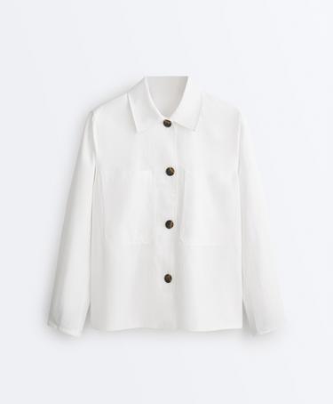 Cotton blend pocket jacket — WHITE  8
