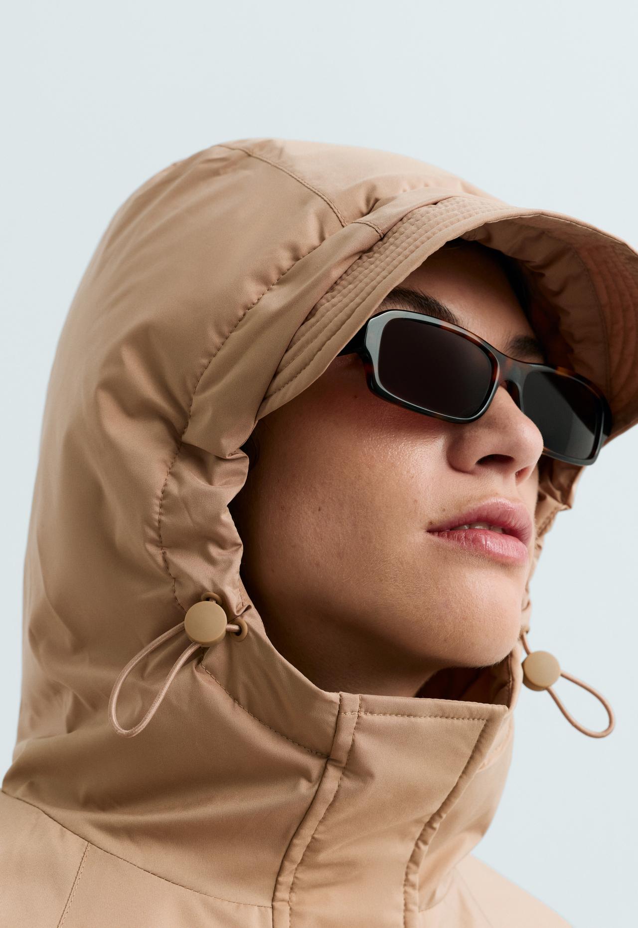 10k Thindown® waterproof flared padded jacket — DARK CAMEL