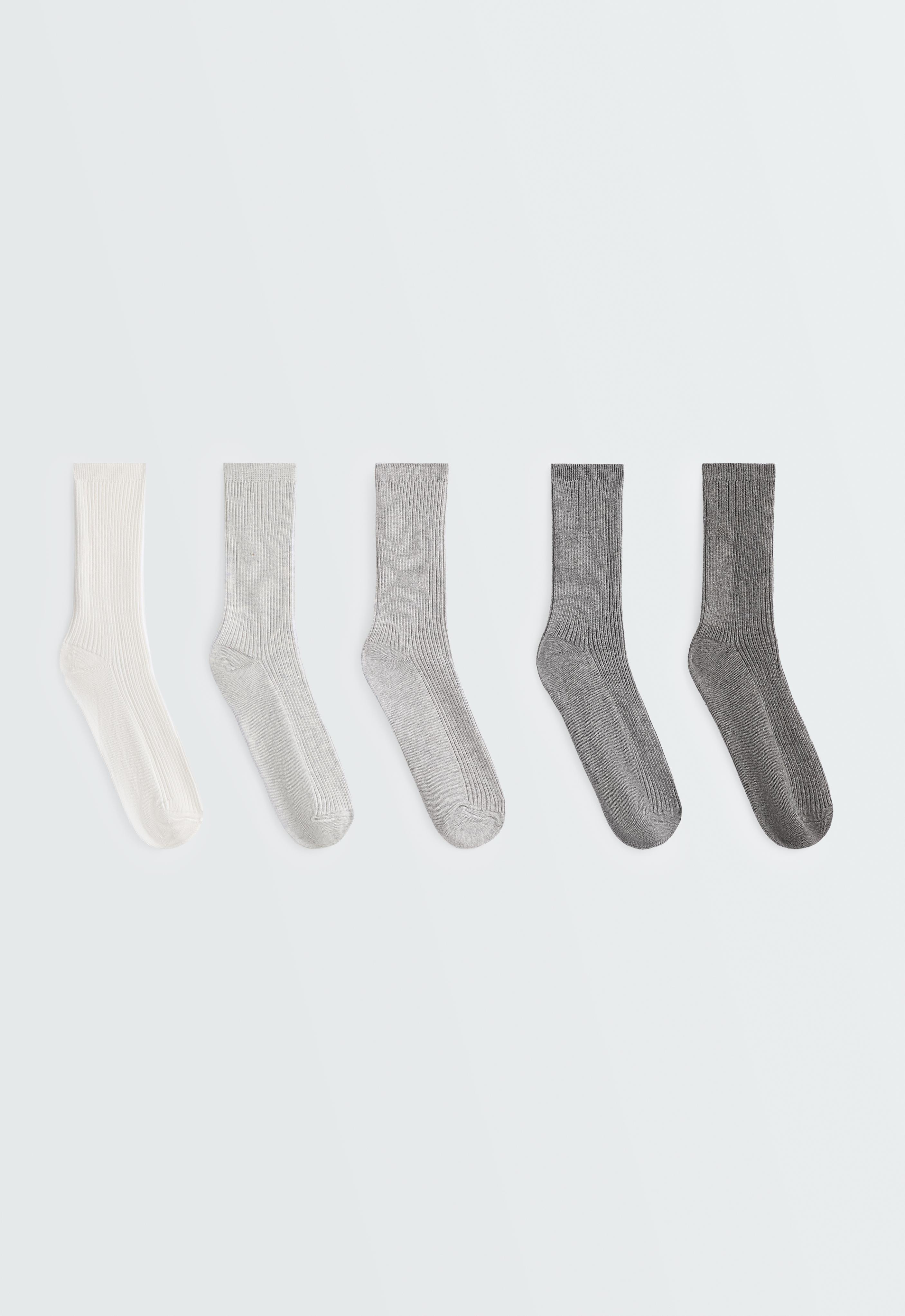 5 pairs of cotton blend classic socks — PALE GREY MELANGE
