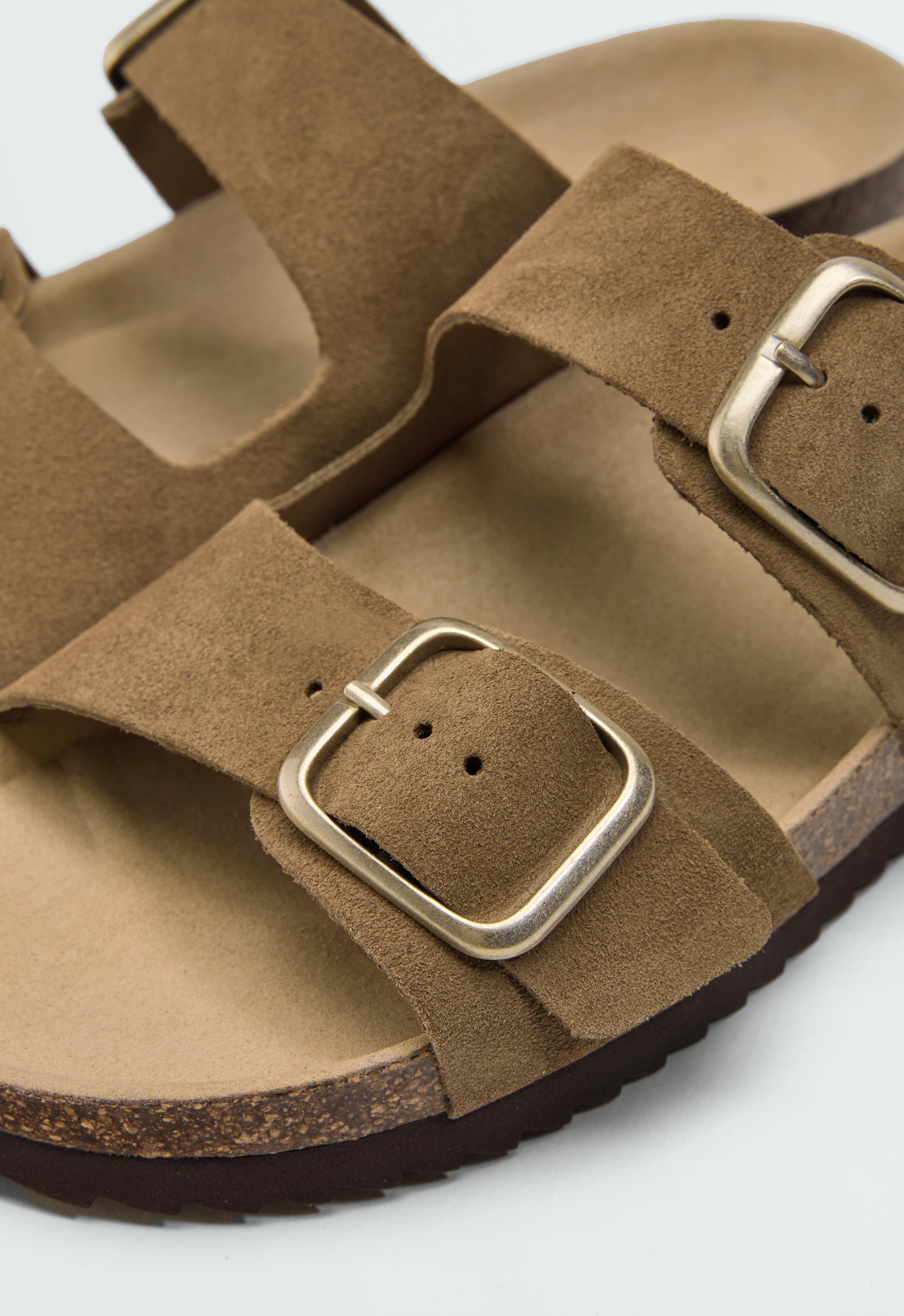 Buckle split-leather slides — MOLE