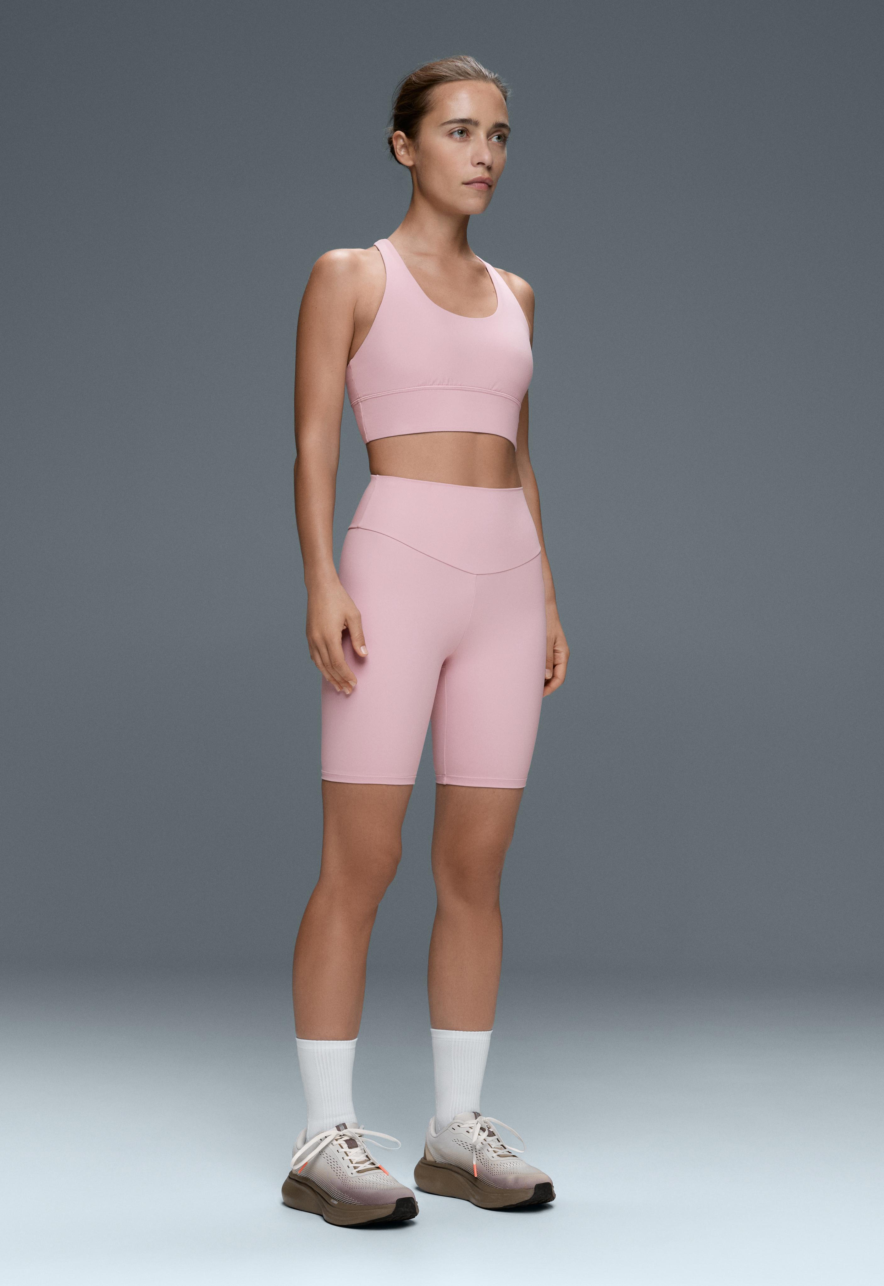 Comfortlux high-rise 20cm biker leggings — PALE PINK