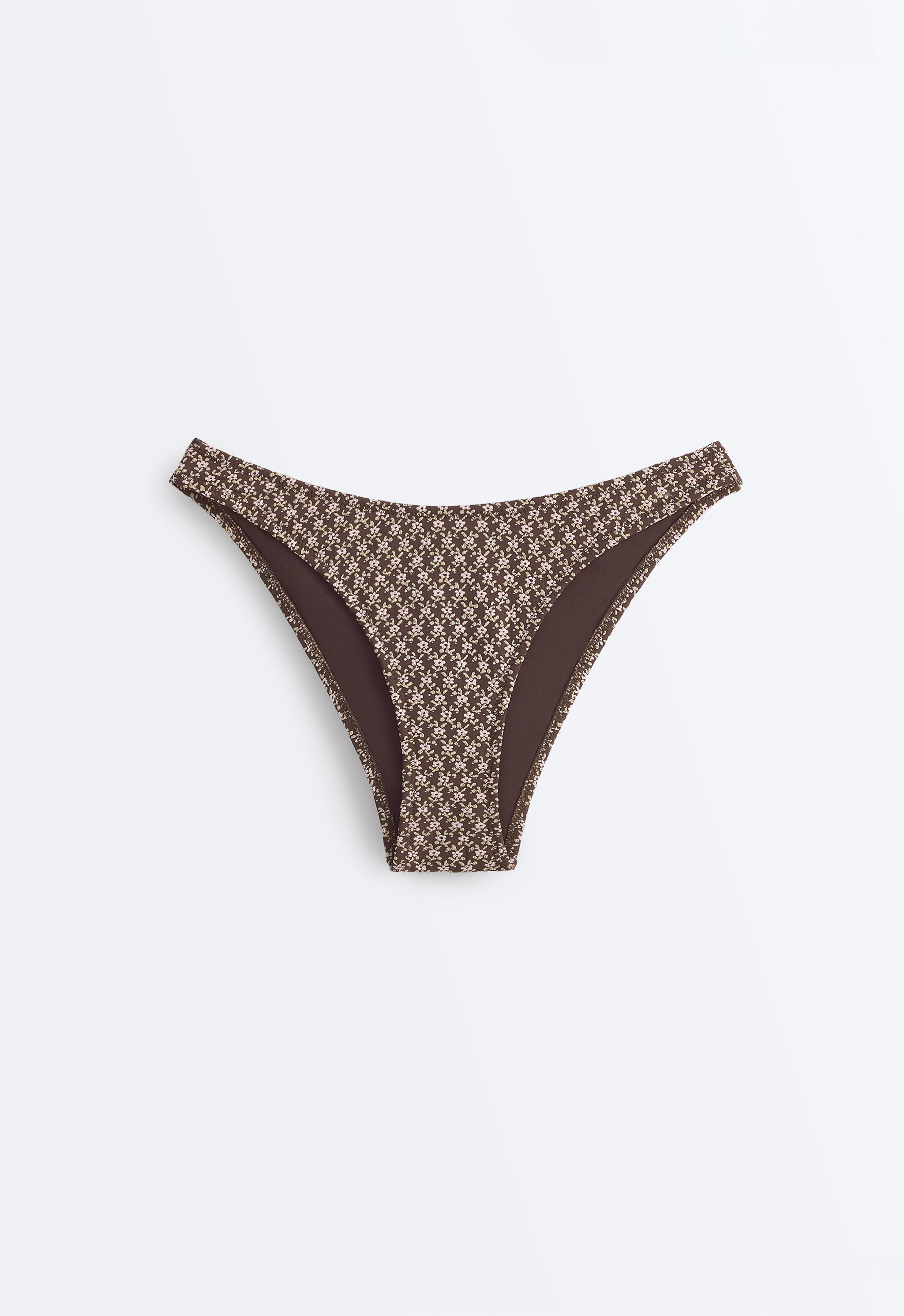 Floral jacquard U-cut medium-coverage bikini briefs