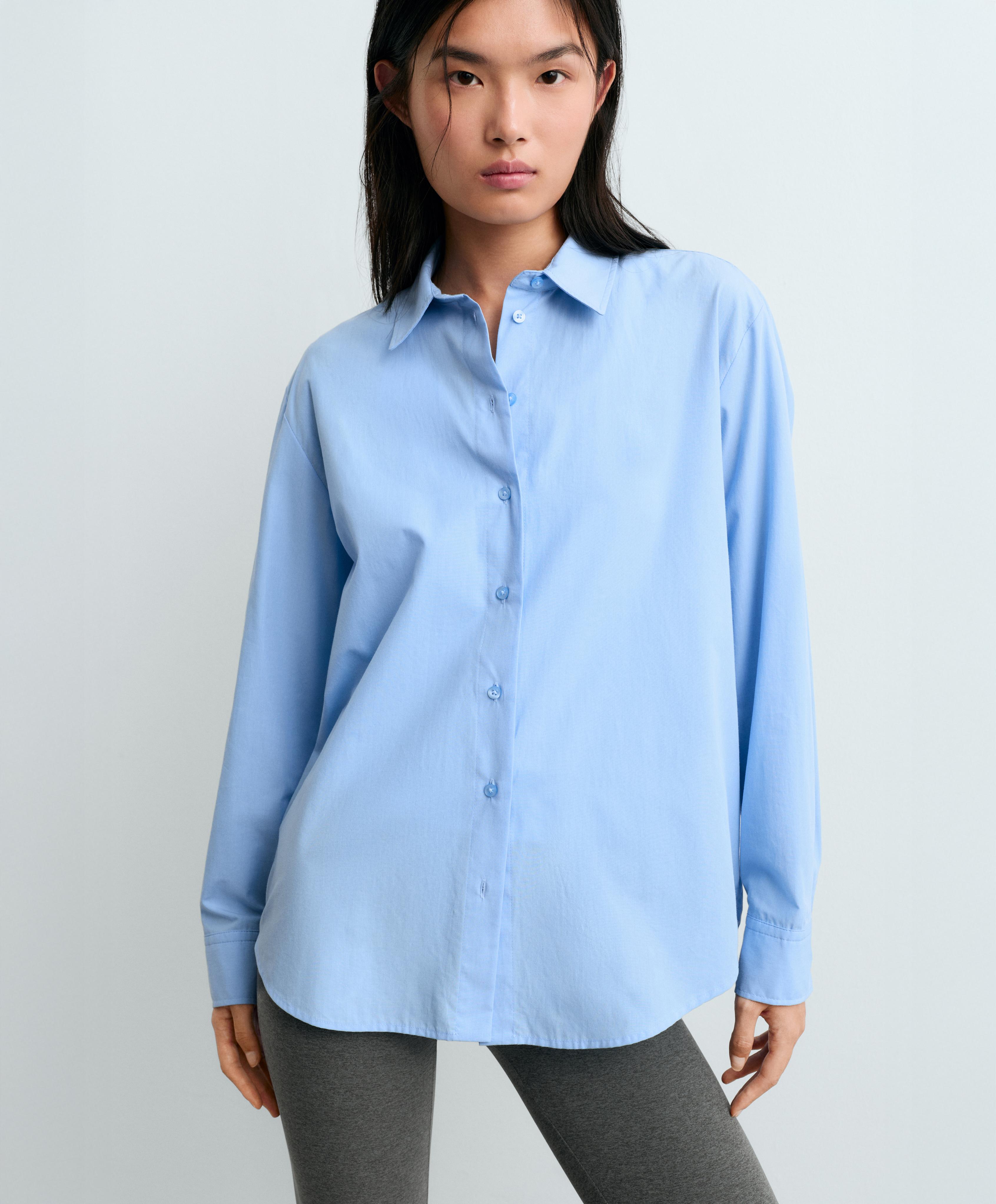 100% cotton long-sleeved shirt — SKY BLUE
