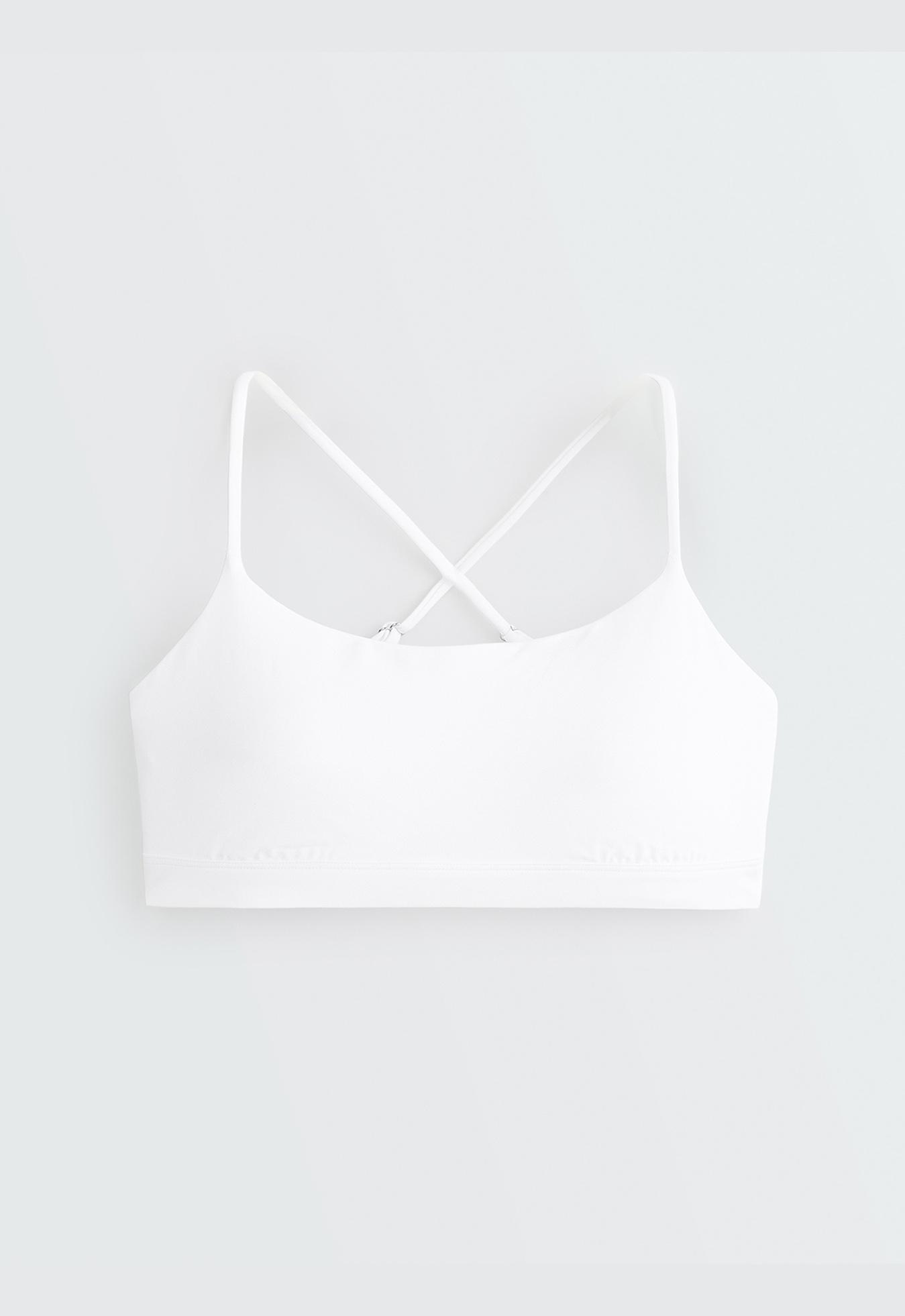 Low-support Comfortlux sports bra with crossover straps — WHITE