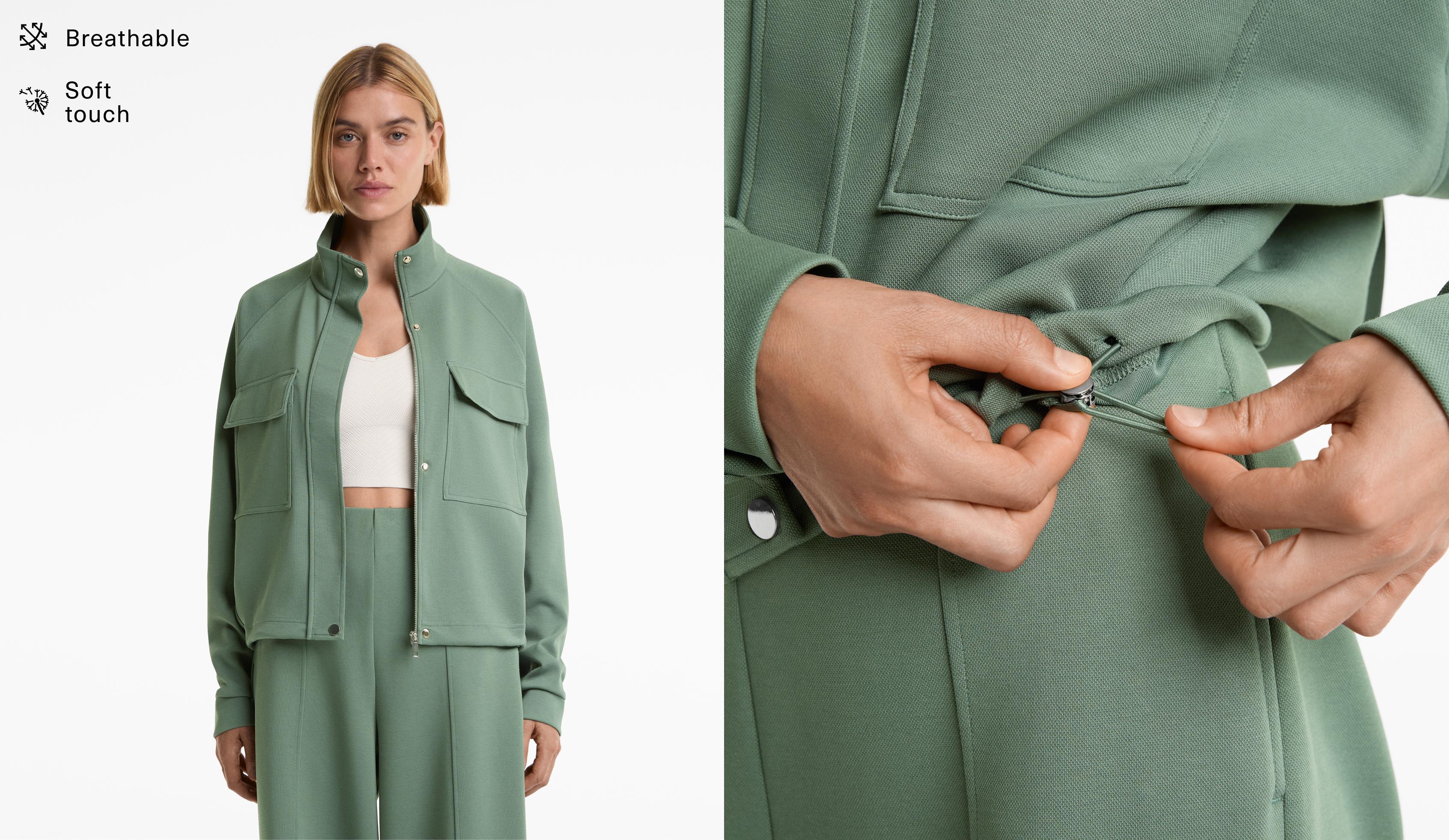 Piqué jacket with cotton and pockets