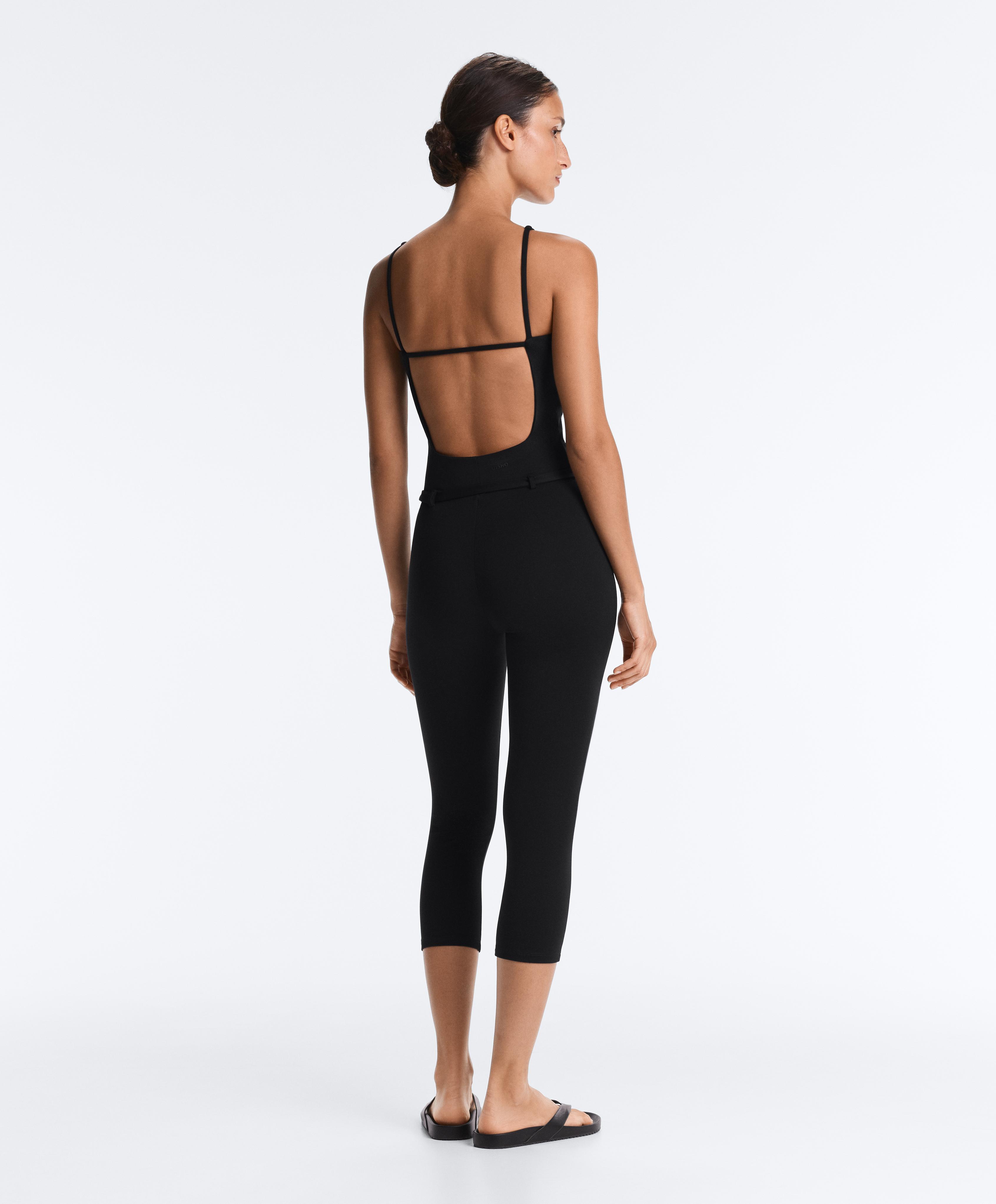 Comfortlux capri jumpsuit with belt — BLACK