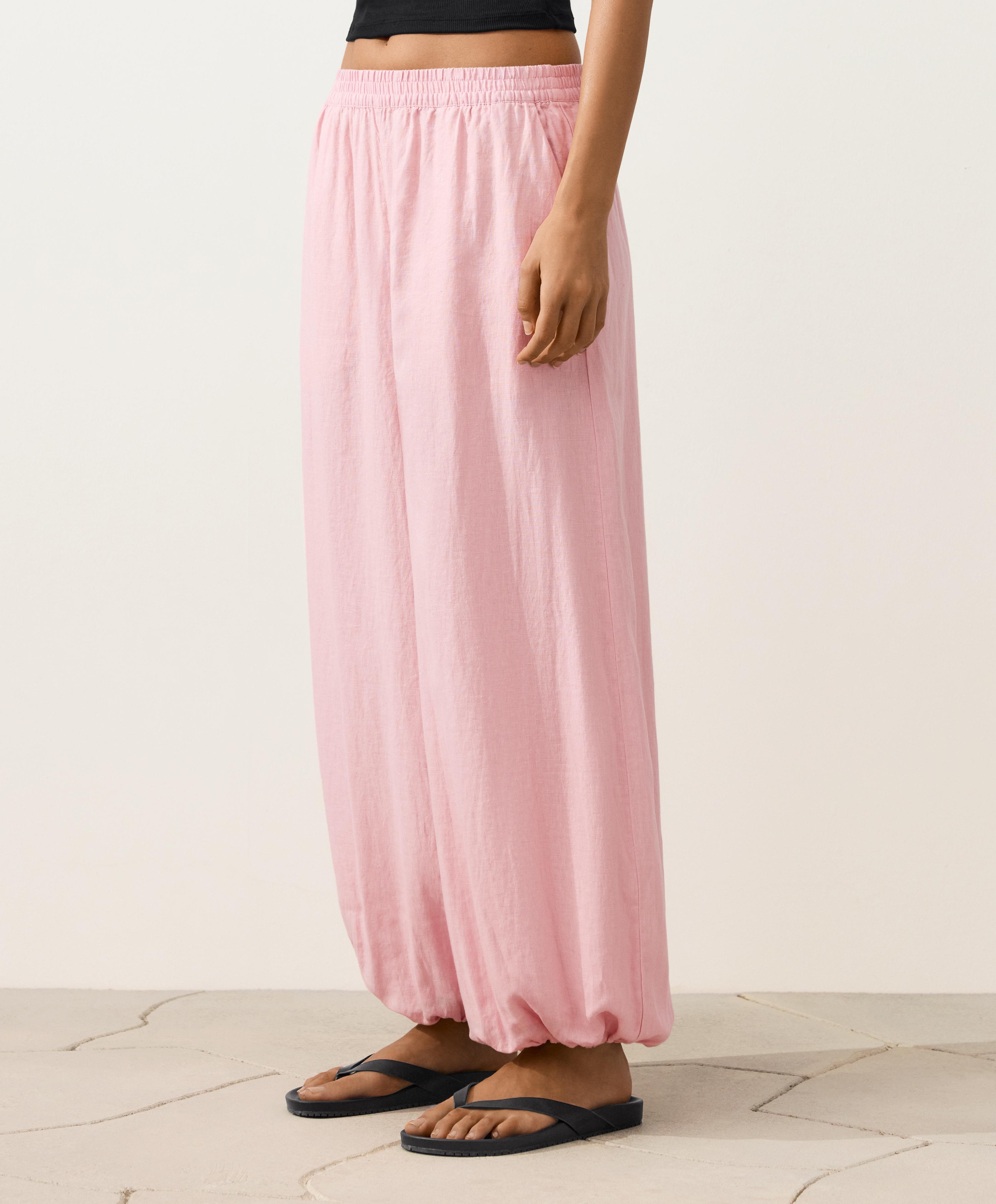 100% linen bloomer trousers — PALE PINK