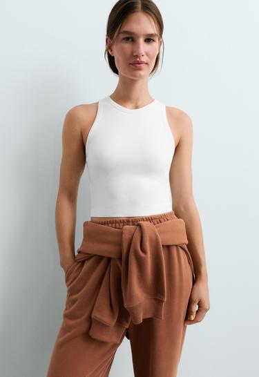 Long modal blend rib tank top — WHITE  3