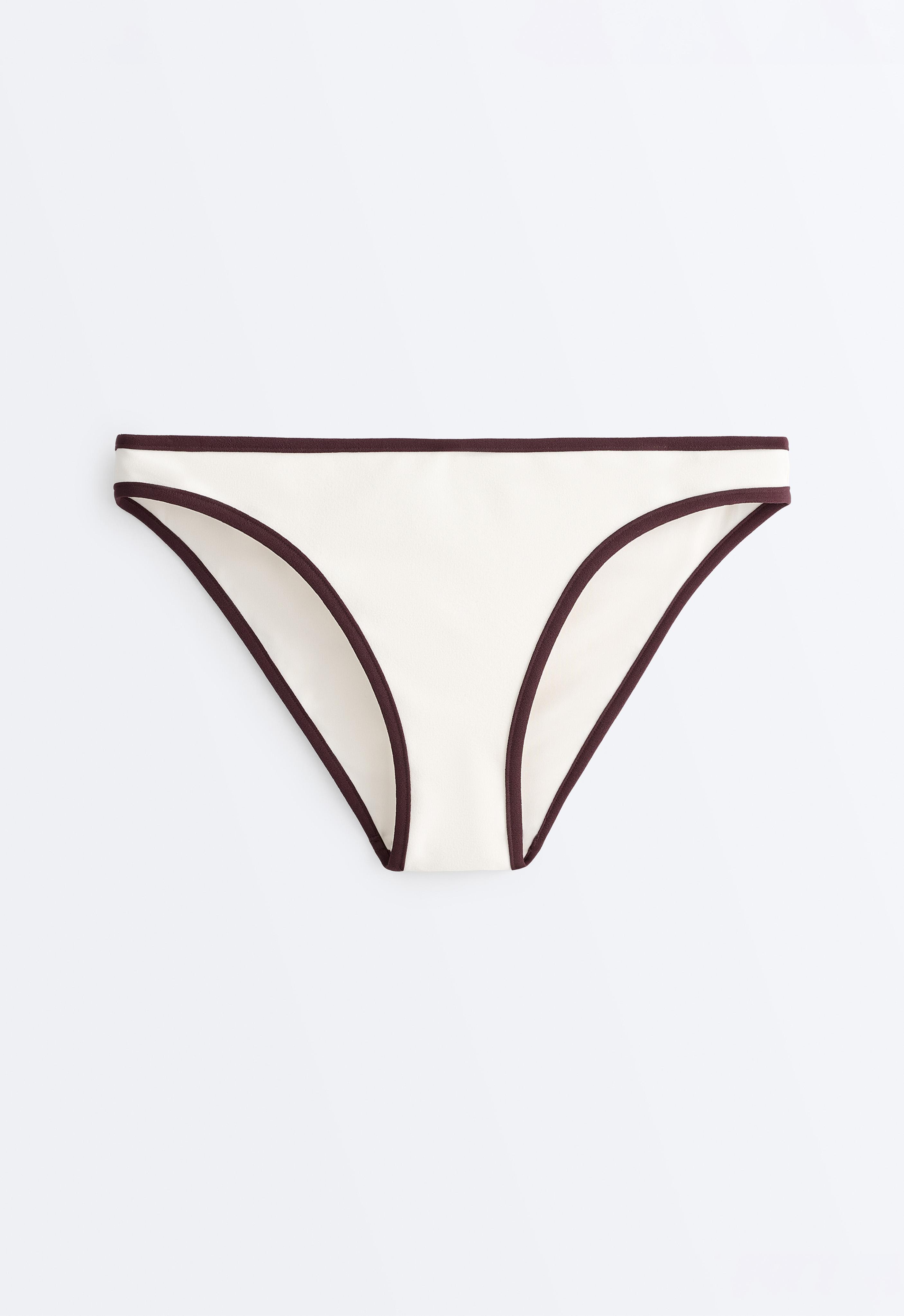 Contrast trim classic bikini briefs — PALE ECRU