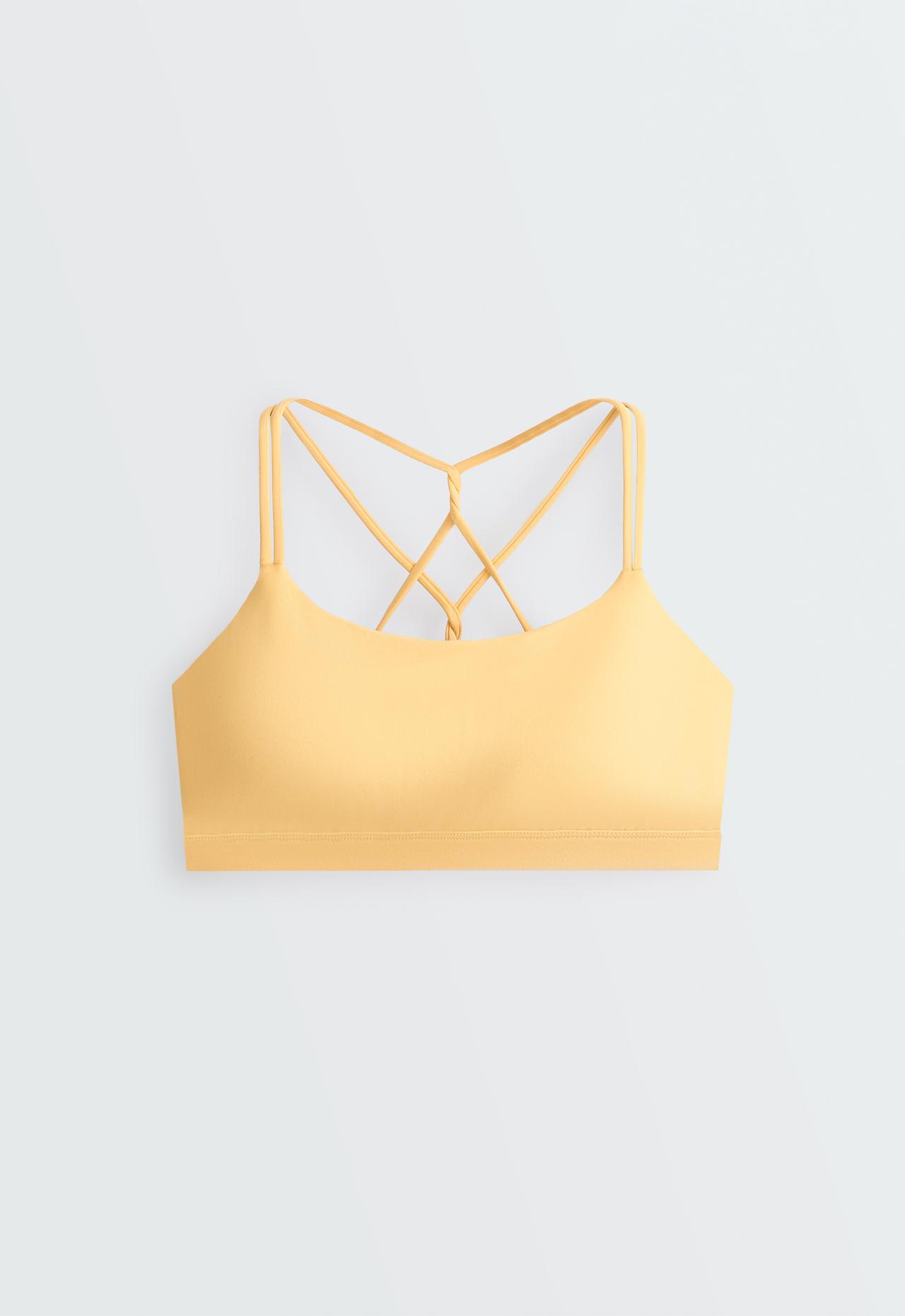 Comfortlux low-support crossover strap sports bra — BURNT YELLOW
