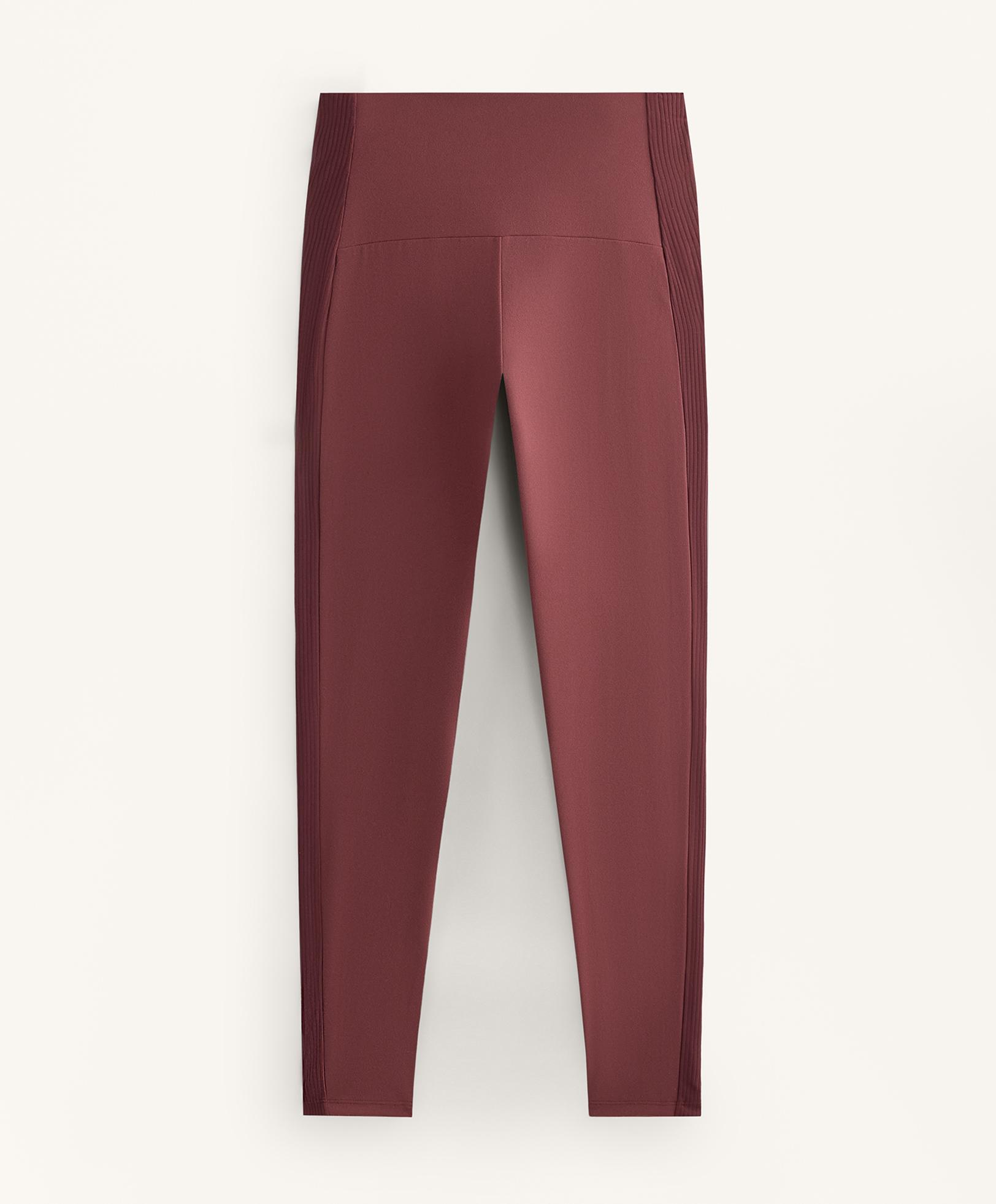 Comfortlux high-rise ankle-length rib leggings — MAROON