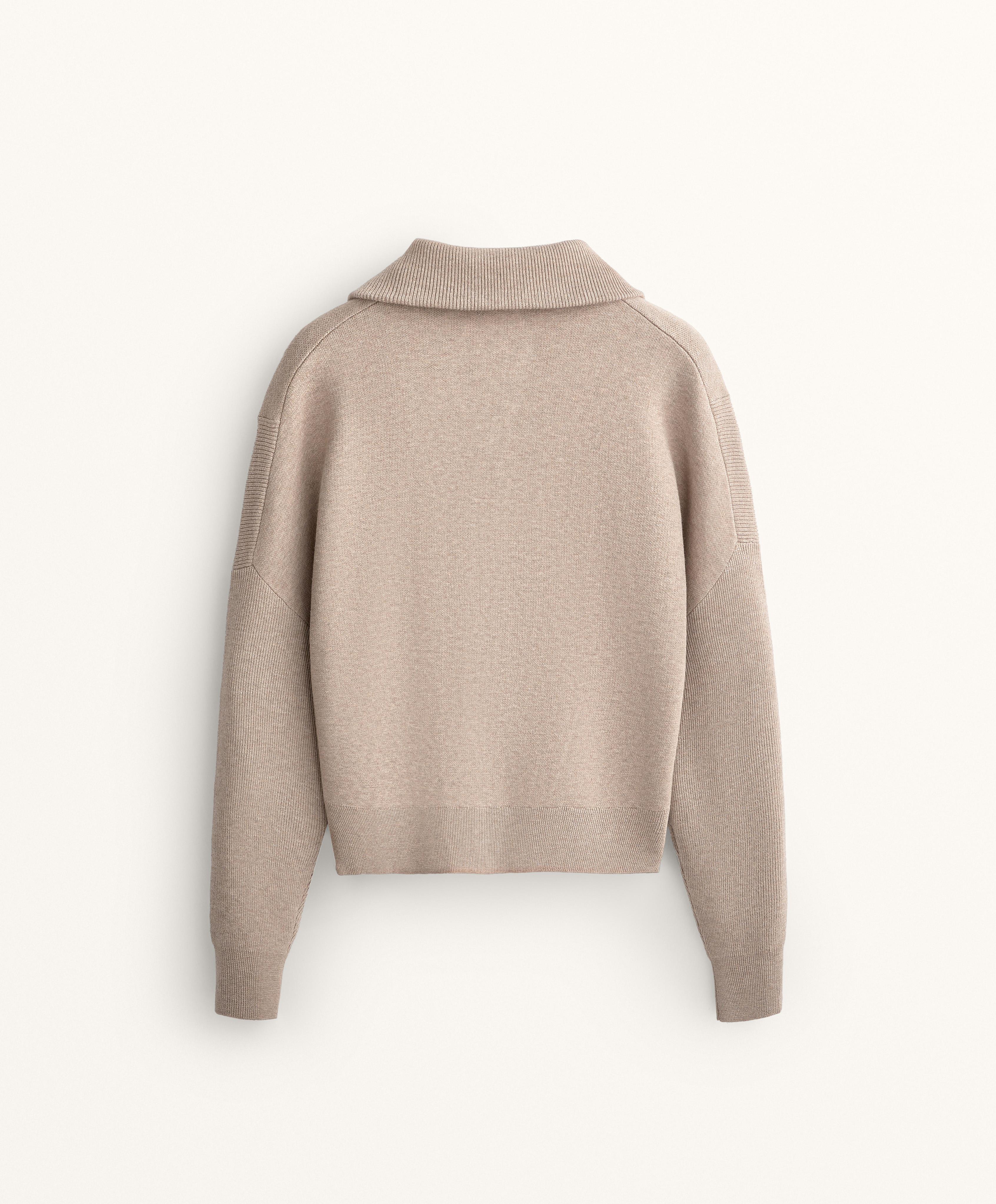 Rib collar knit jacket — SOFT MINK