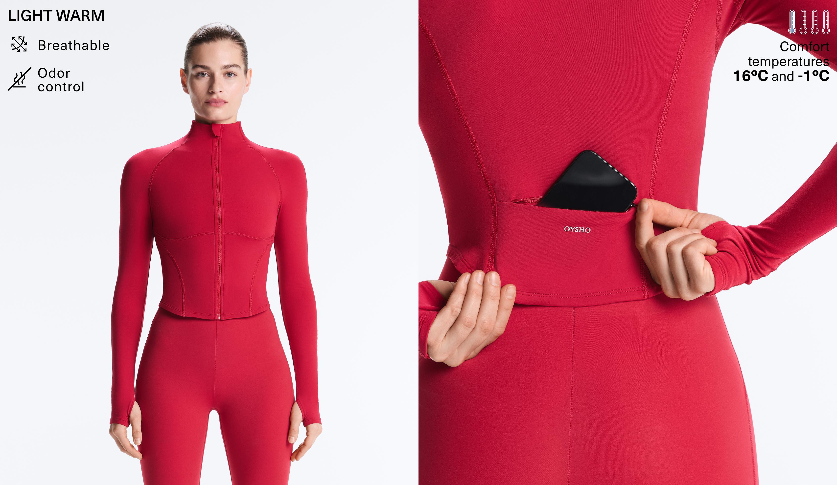 Light warm technical jacket with seams — RED