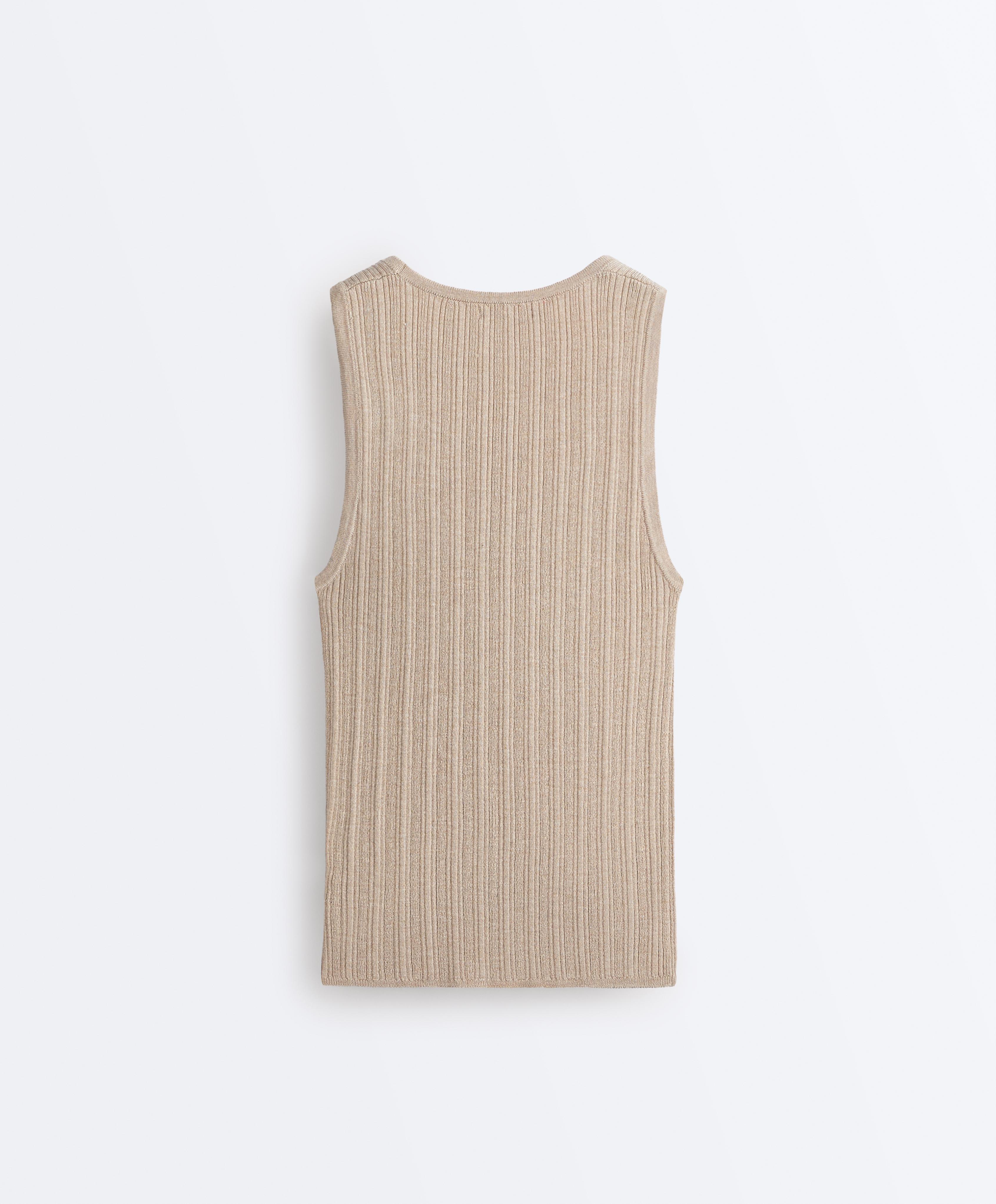 Fitted ribbed knit top — SANDY