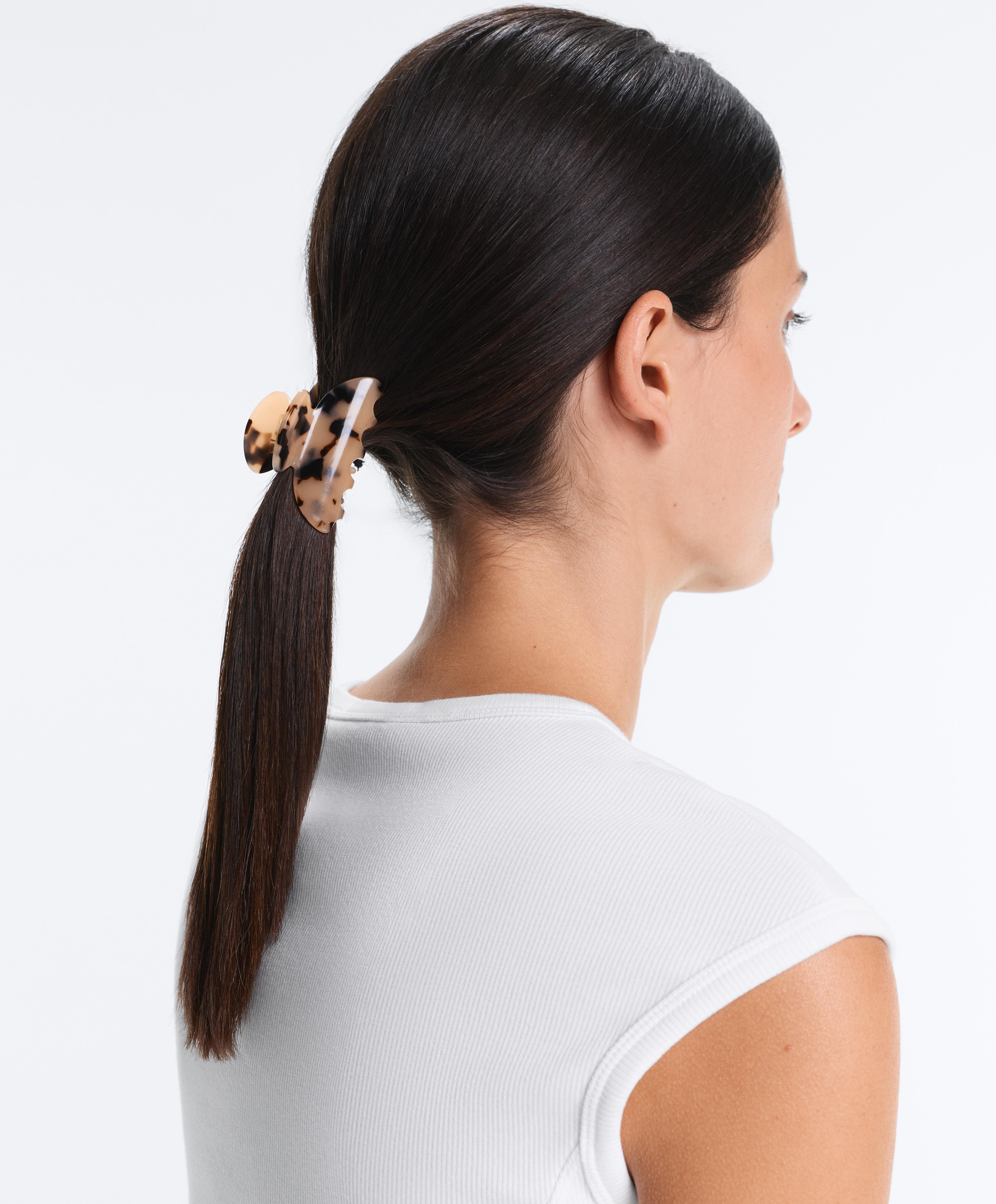 Medium tortoiseshell-effect hair clip — BLACK