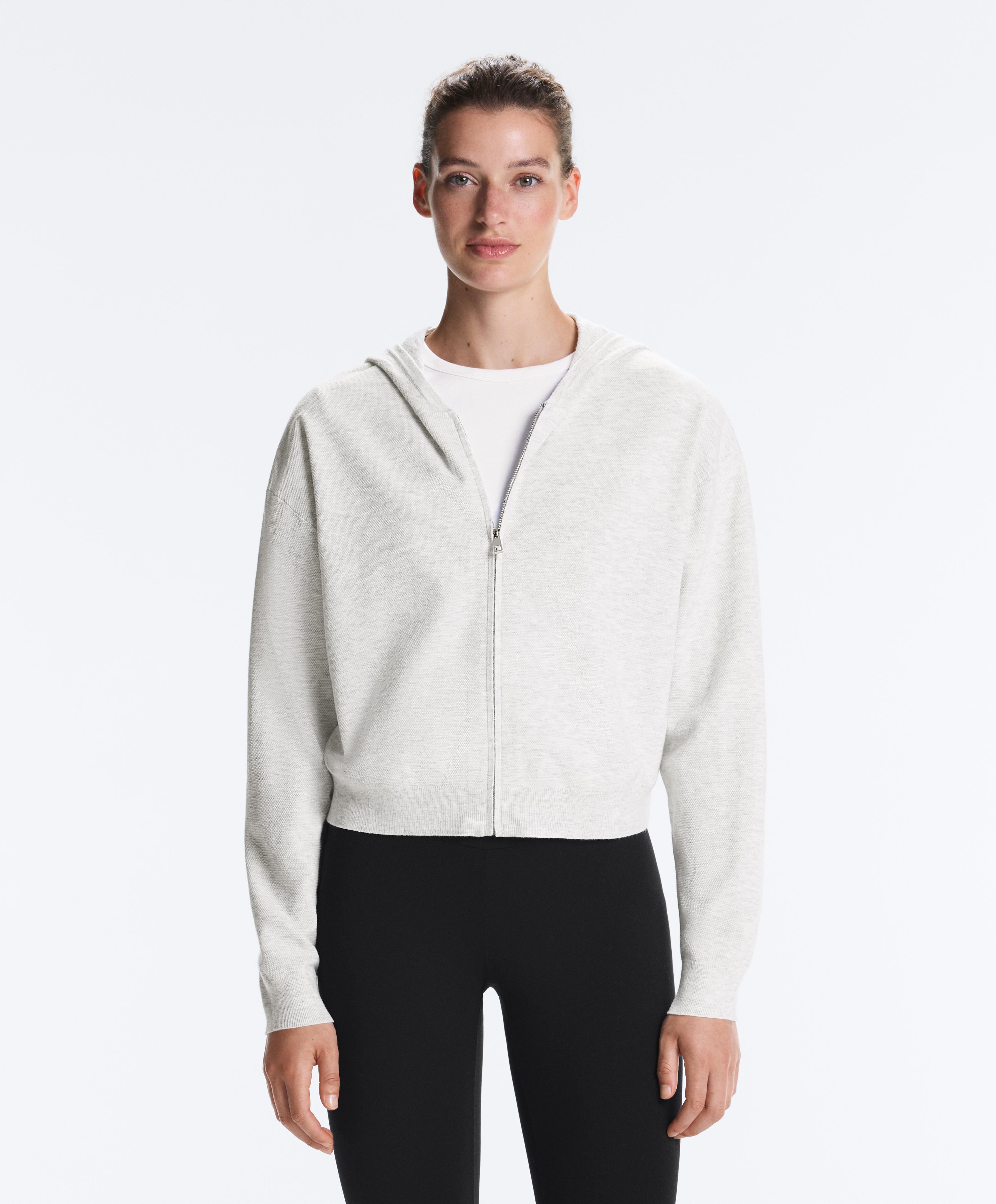 Knit hooded jacket — PALE GREY MELANGE