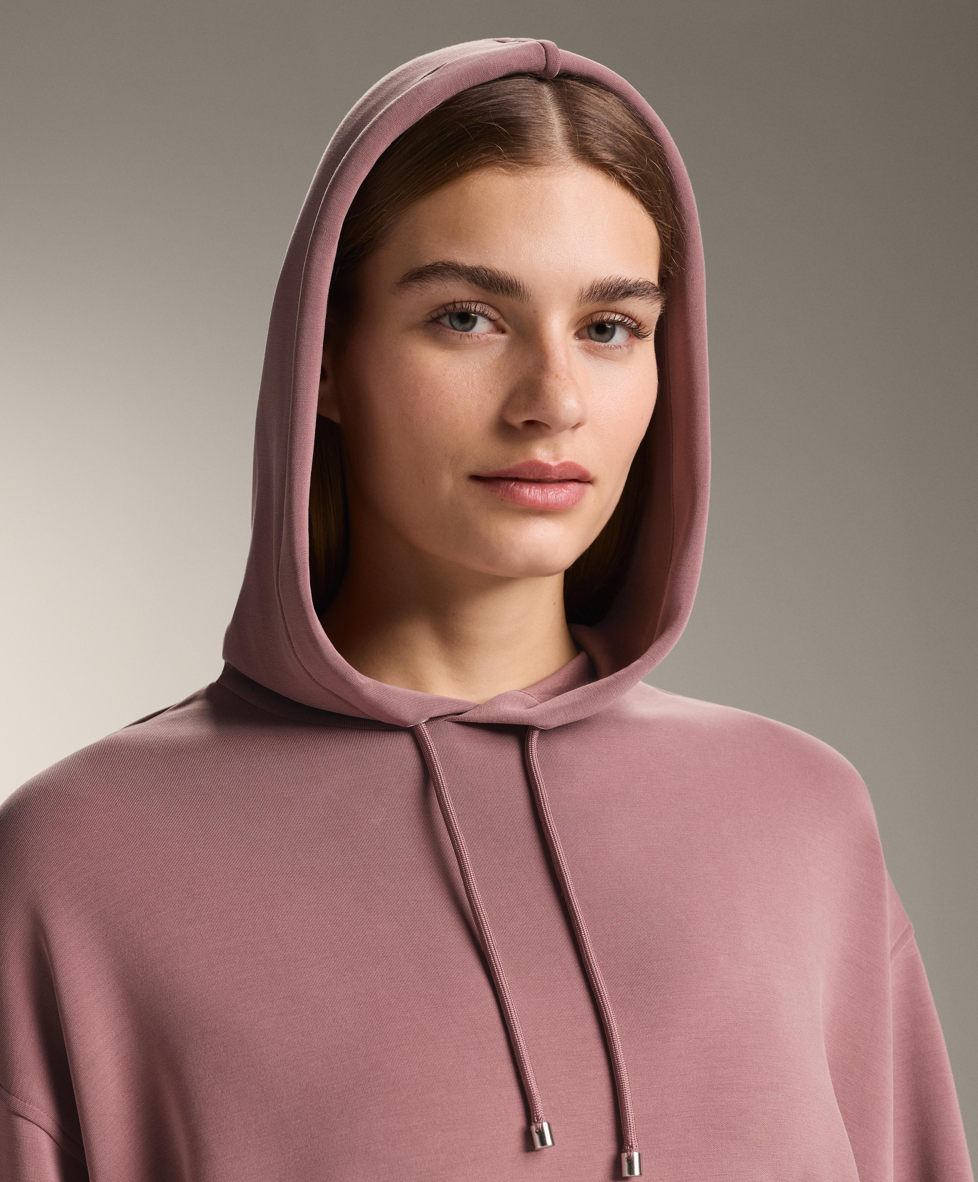 Boxy hooded sweatshirt with modal — PINK-MAUVE