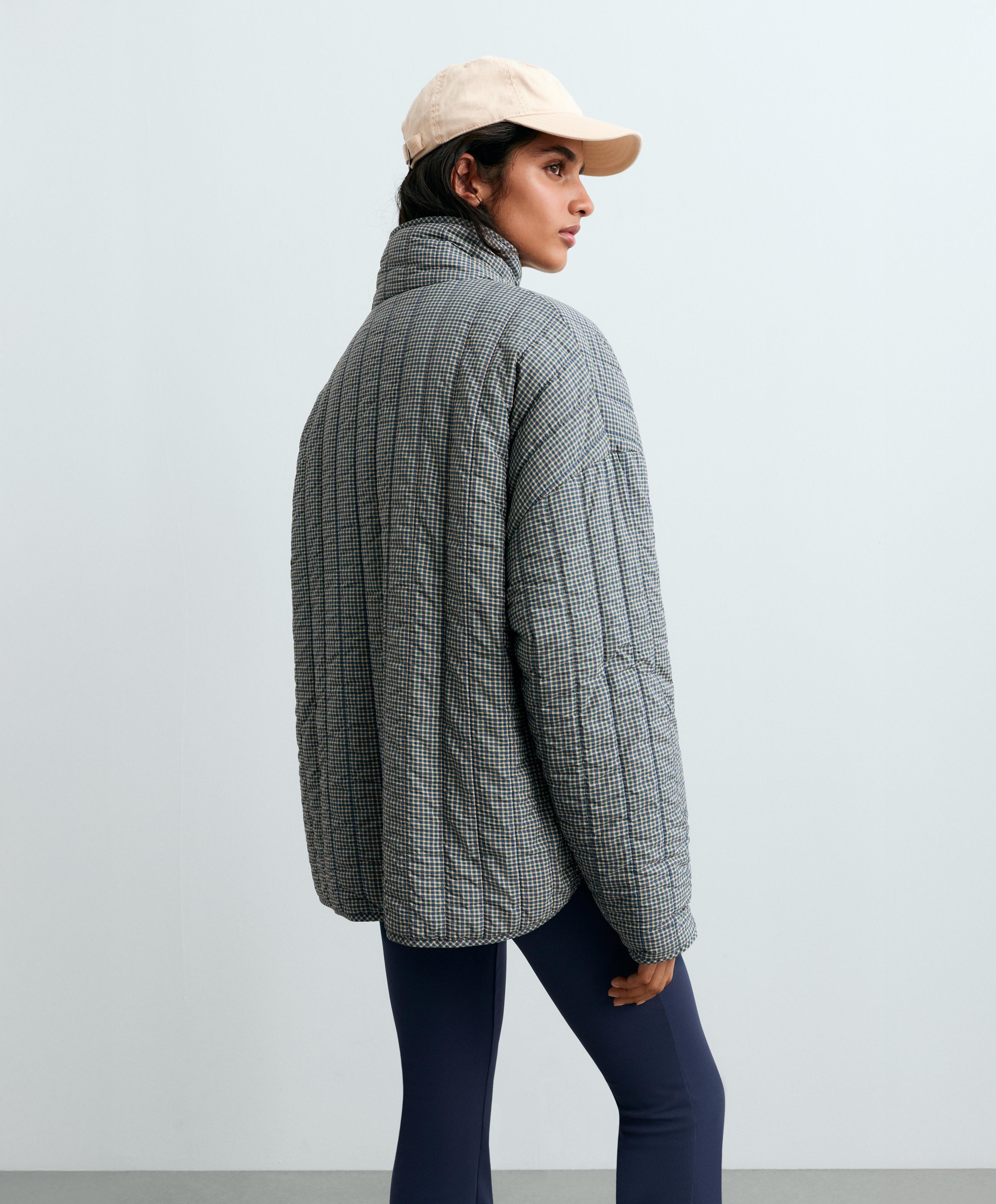 Checked midi padded jacket — BRIGHT LAVENDER