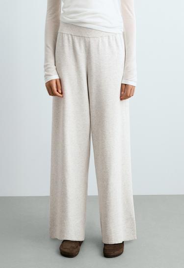 Straight-fit knit trousers — PALE GREY MELANGE 2